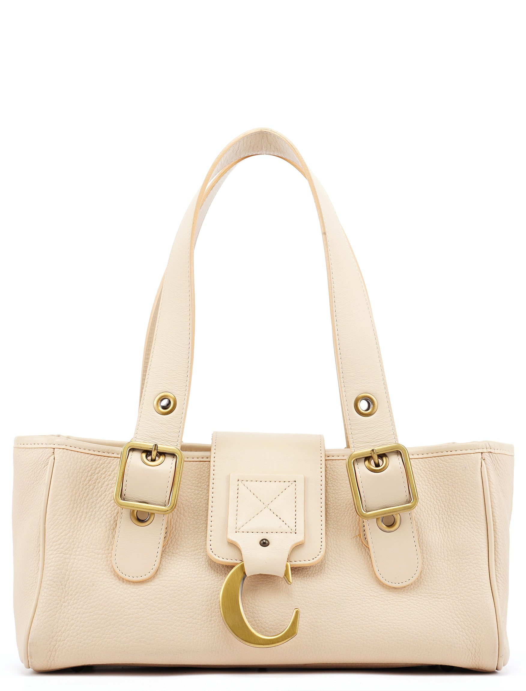 Ecru Leather C Tote Bag