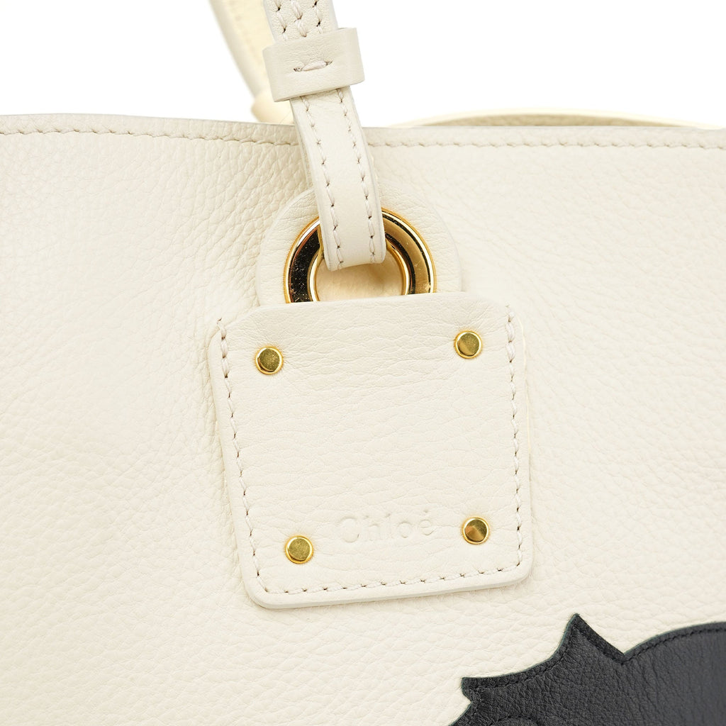Ecru Leather Horse Appliqué Tote Bag