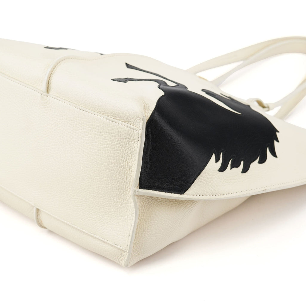 Ecru Leather Horse Appliqué Tote Bag
