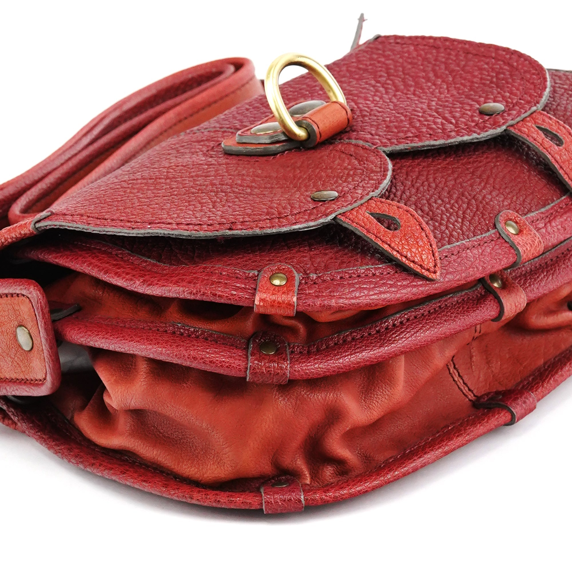 Fall 2005 Red Grained Leather Saddle Shoulder Bag