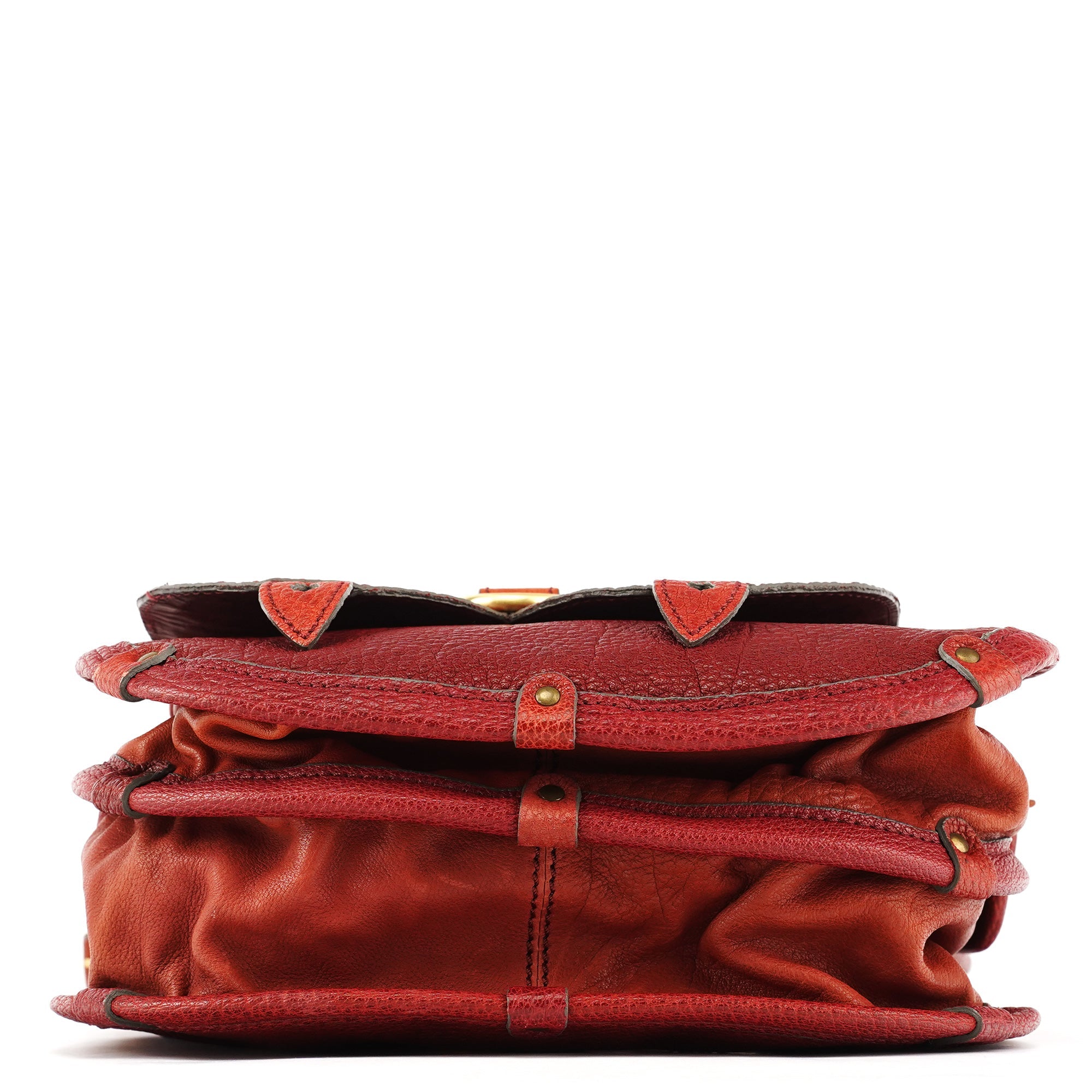 Fall 2005 Red Grained Leather Saddle Shoulder Bag