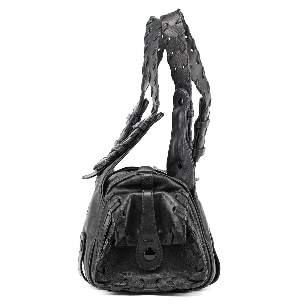 Full Black Lambskin Silverado Shoulder Bag