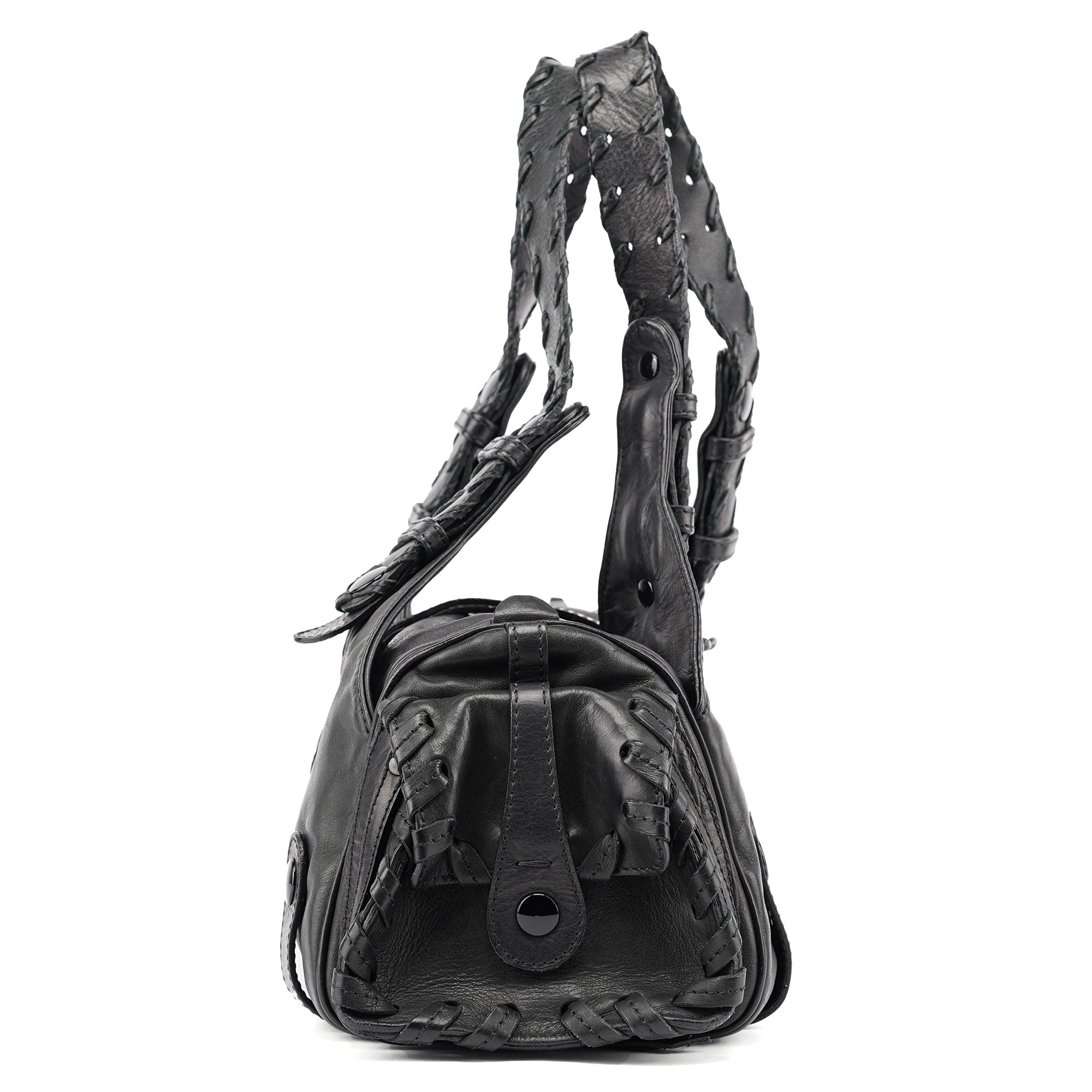 Full Black Lambskin Silverado Shoulder Bag
