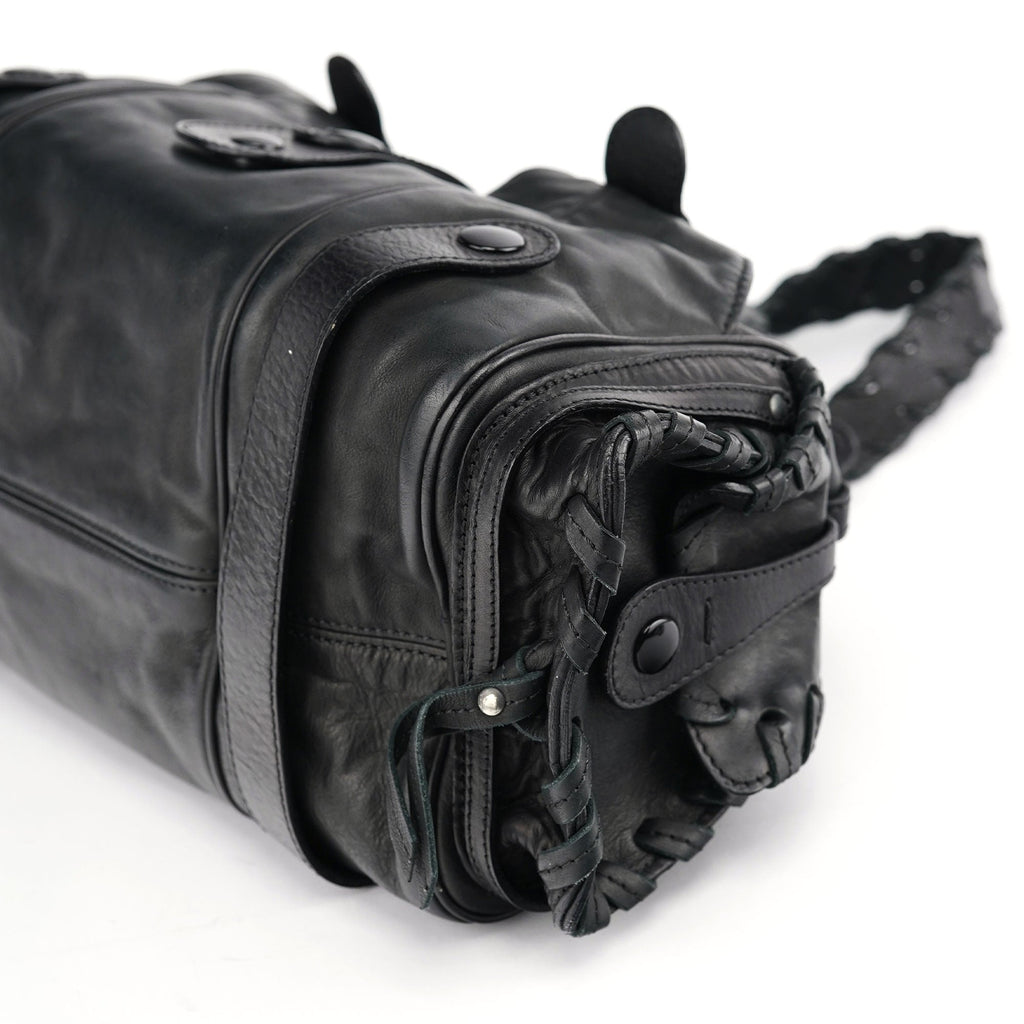 Full Black Lambskin Silverado Shoulder Bag