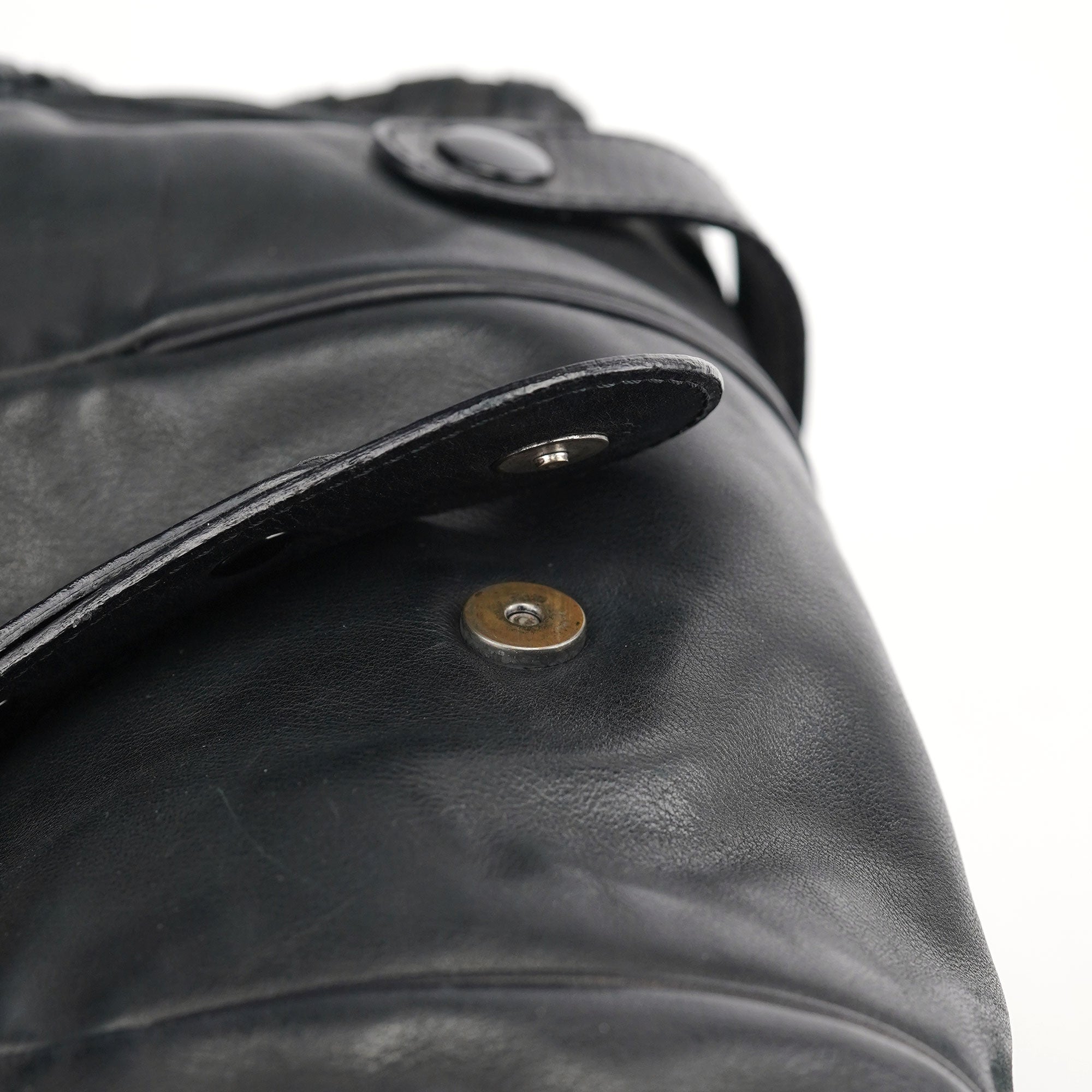 Full Black Lambskin Silverado Shoulder Bag