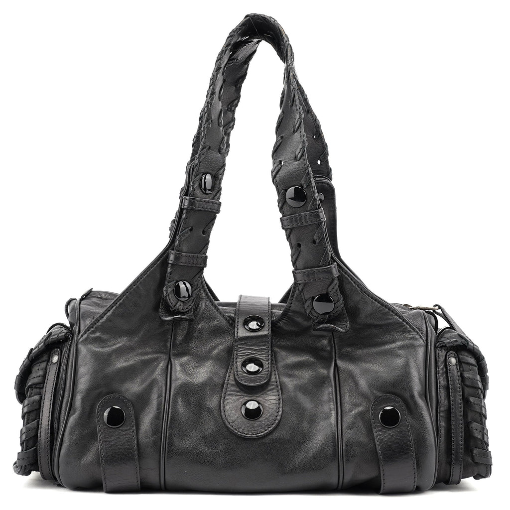 Full Black Lambskin Silverado Shoulder Bag