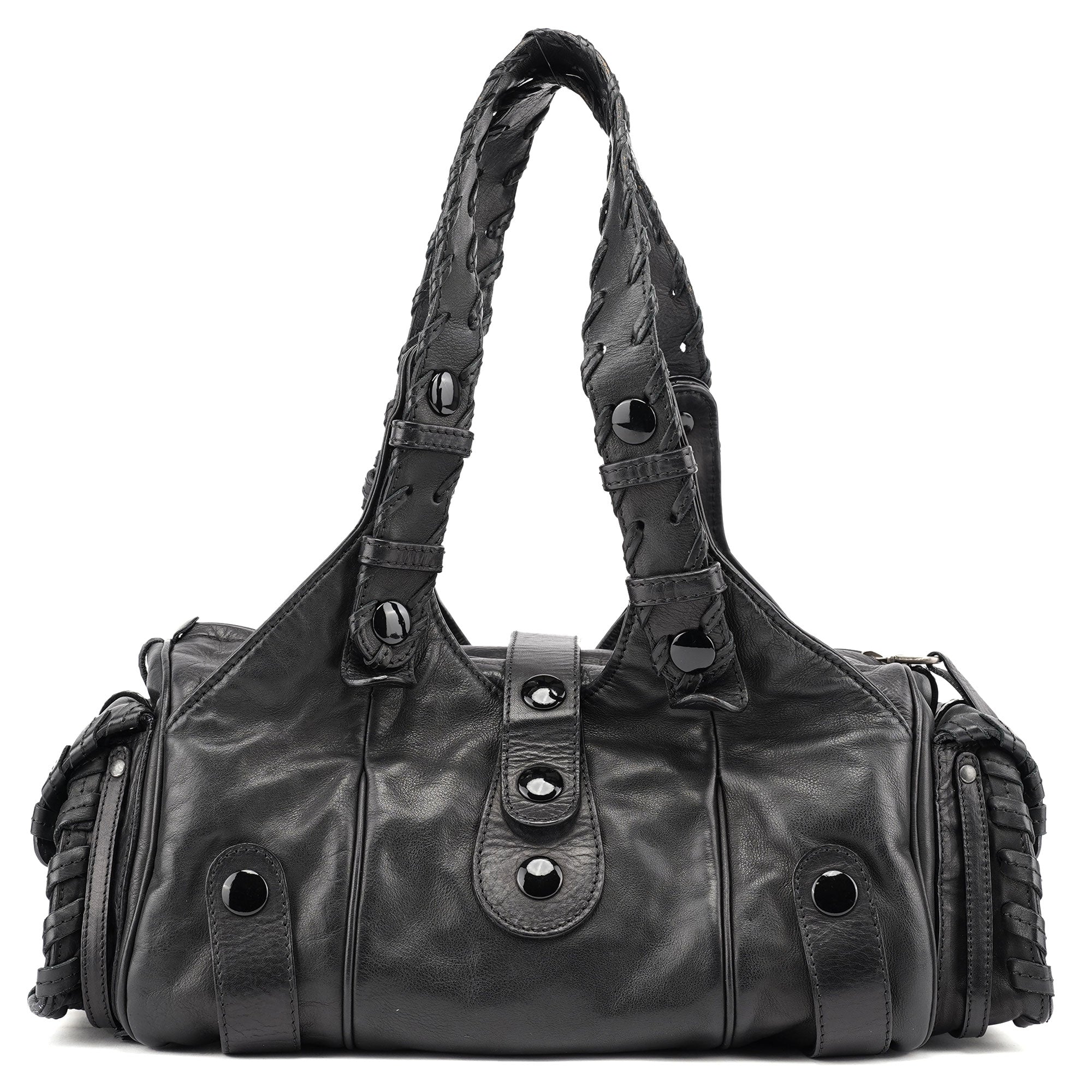 Full Black Lambskin Silverado Shoulder Bag