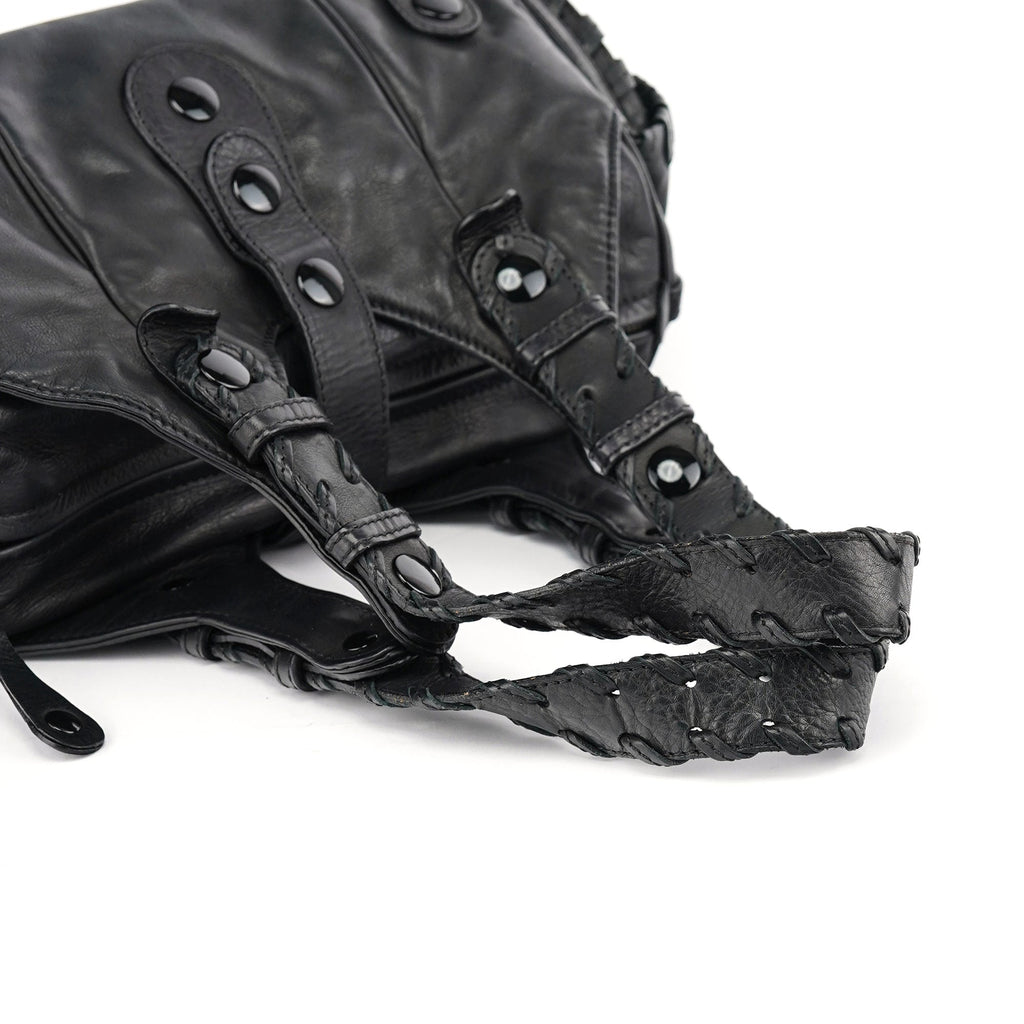 Full Black Lambskin Silverado Shoulder Bag