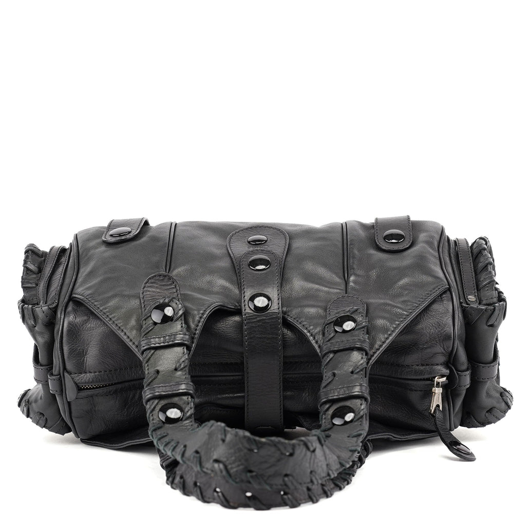 Full Black Lambskin Silverado Shoulder Bag