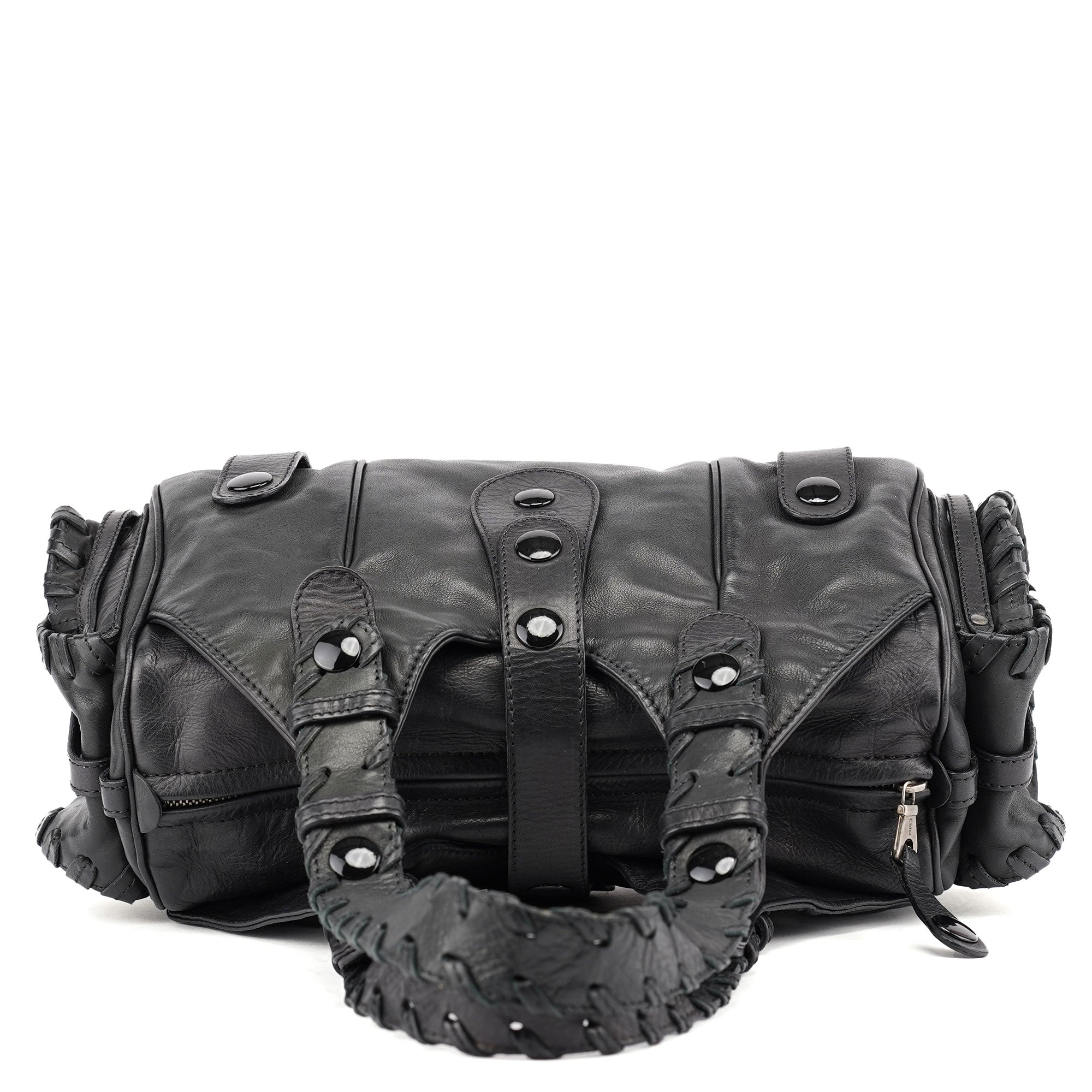 Full Black Lambskin Silverado Shoulder Bag