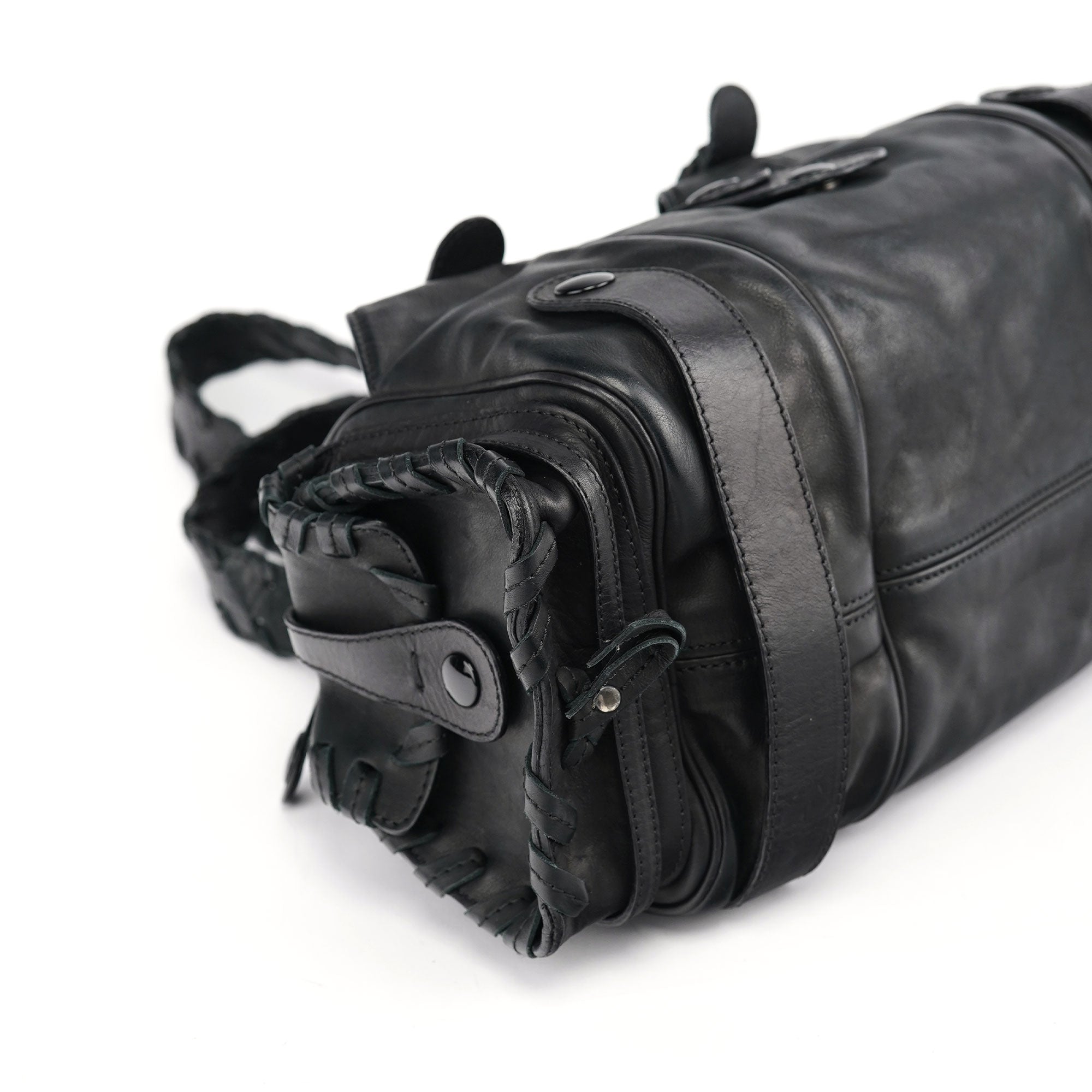 Full Black Lambskin Silverado Shoulder Bag