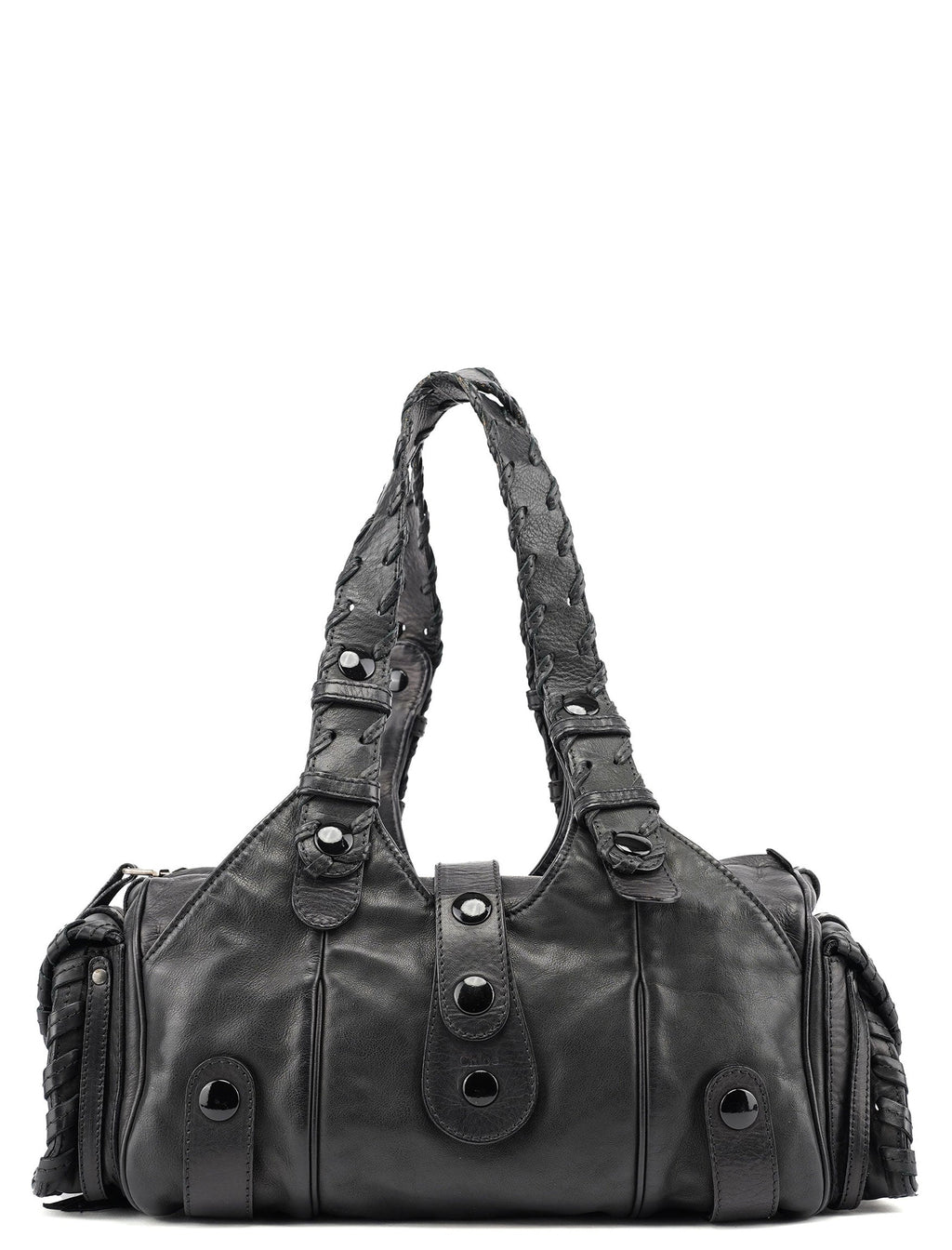 Full Black Lambskin Silverado Shoulder Bag