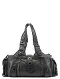 Full Black Lambskin Silverado Shoulder Bag