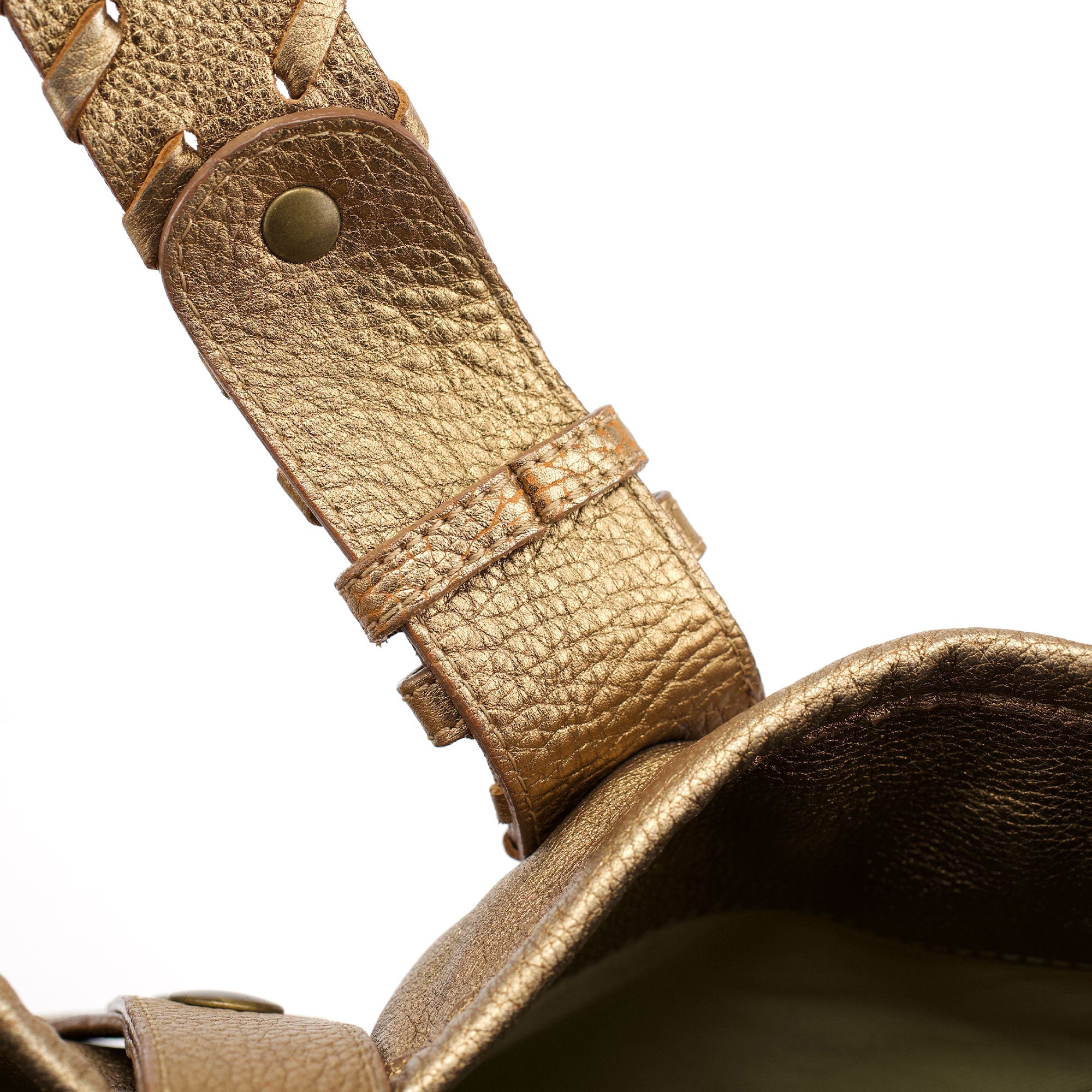 Gold Lambskin Leather Silverado Shoulder Bag