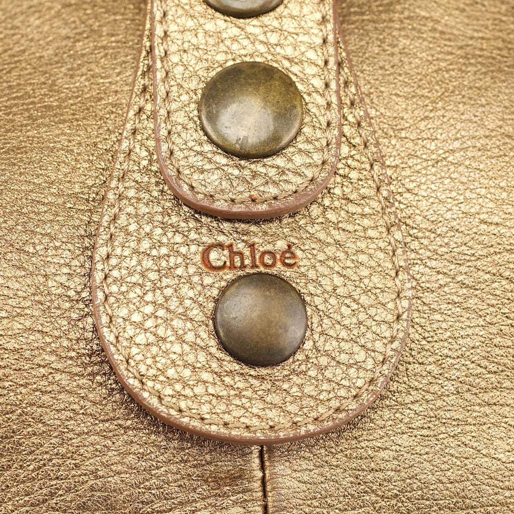 Gold Lambskin Leather Silverado Shoulder Bag