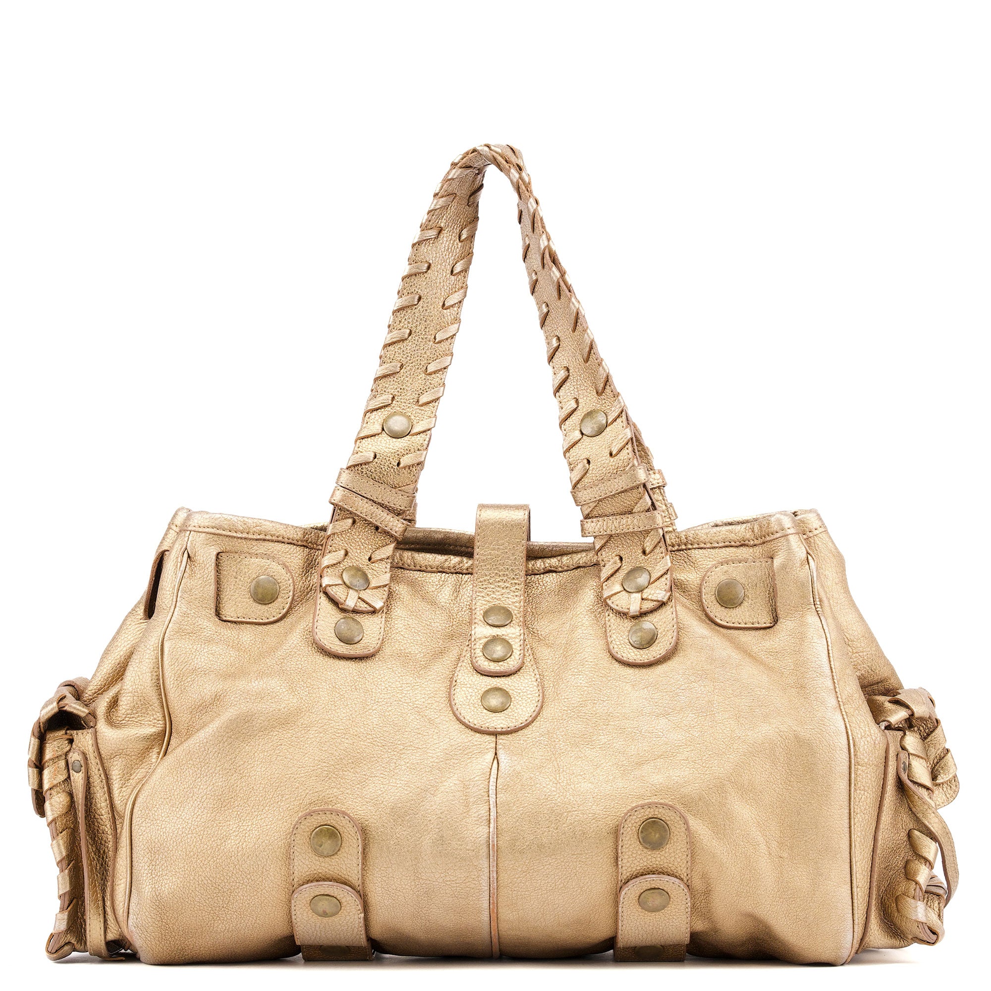 Gold Lambskin Leather Silverado Shoulder Bag
