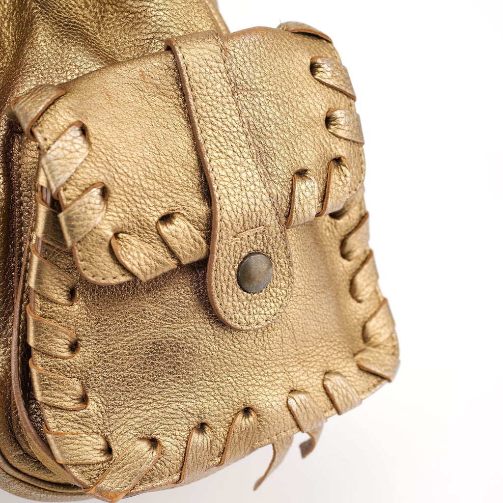 Gold Lambskin Leather Silverado Shoulder Bag
