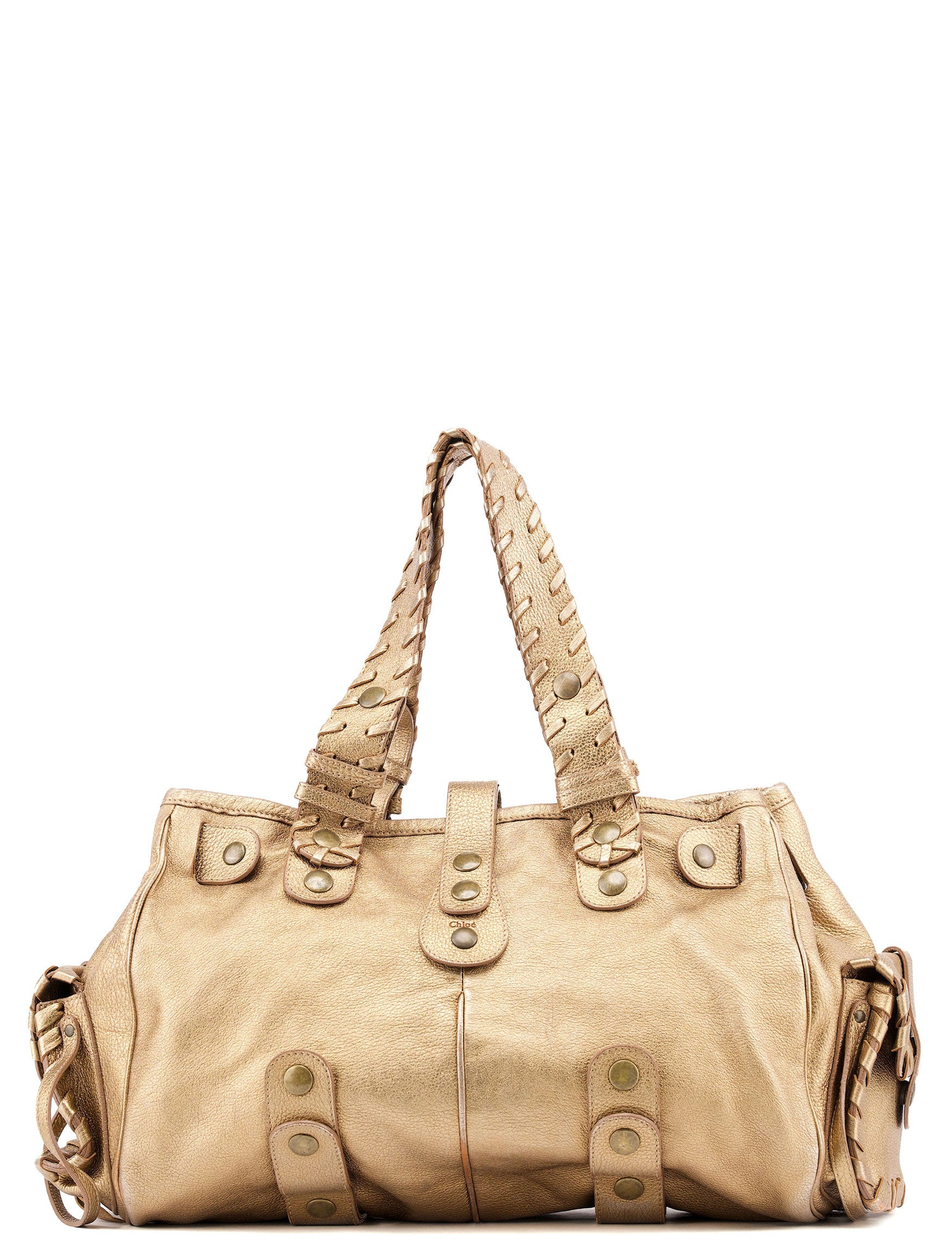 Gold Lambskin Leather Silverado Shoulder Bag