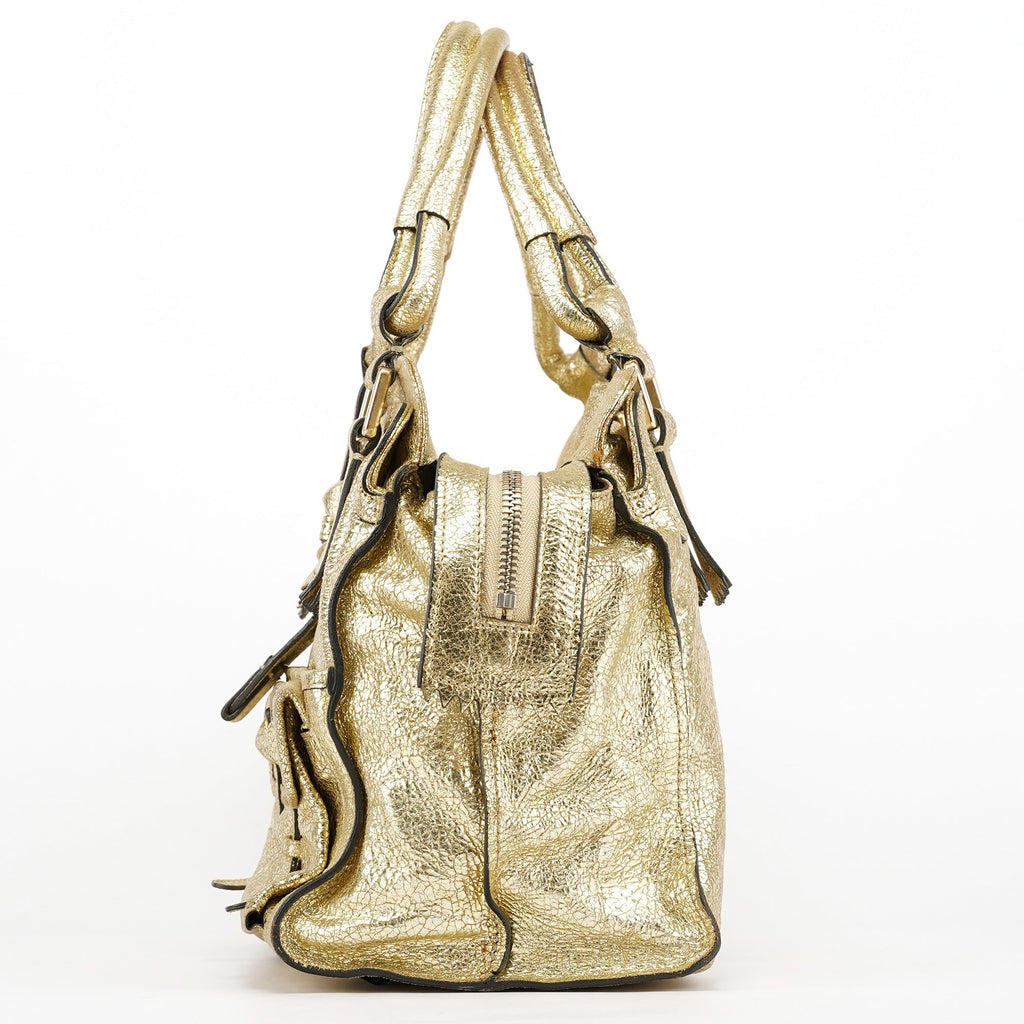 Gold Leather Elvire Tote Bag