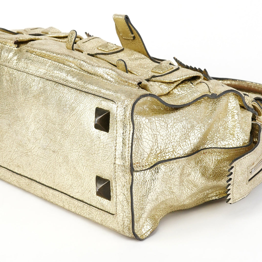 Gold Leather Elvire Tote Bag