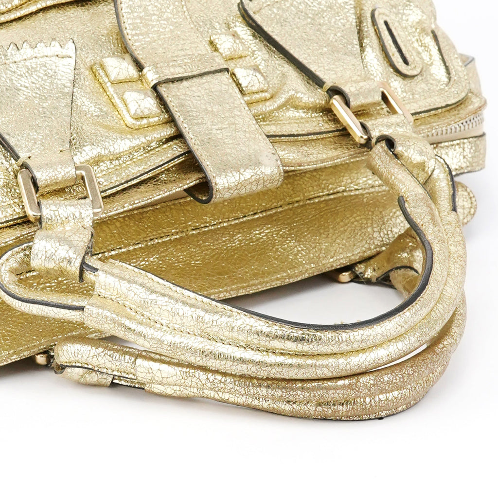 Gold Leather Elvire Tote Bag