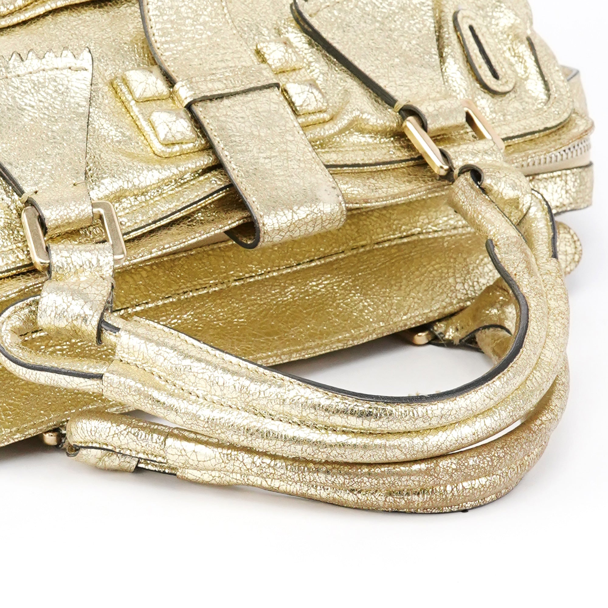 Gold Leather Elvire Tote Bag