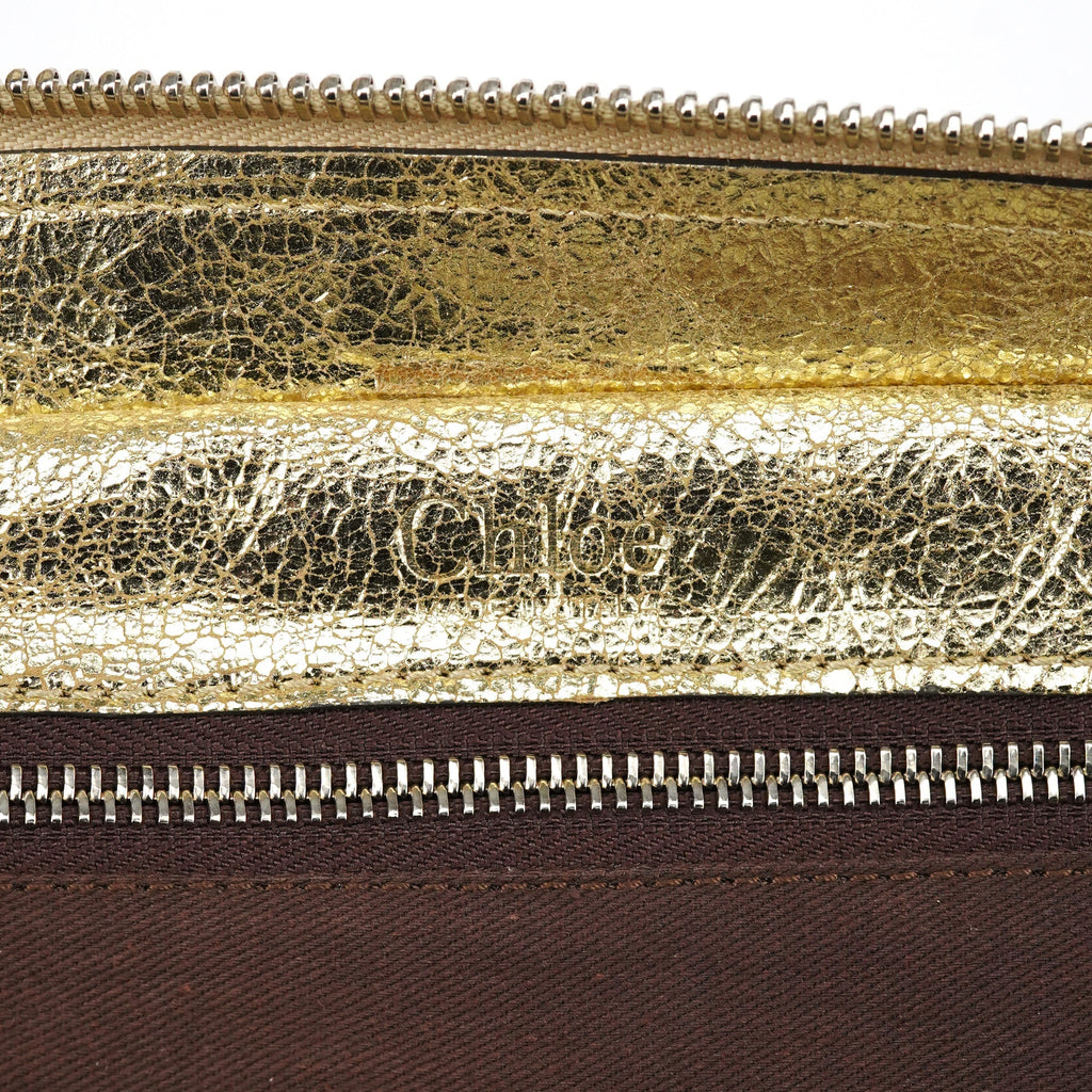 Gold Leather Elvire Tote Bag