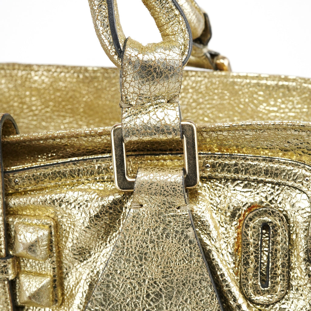 Gold Leather Elvire Tote Bag