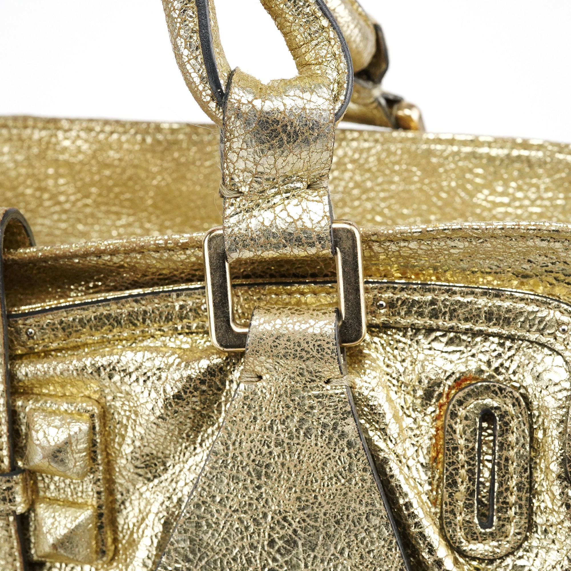 Gold Leather Elvire Tote Bag