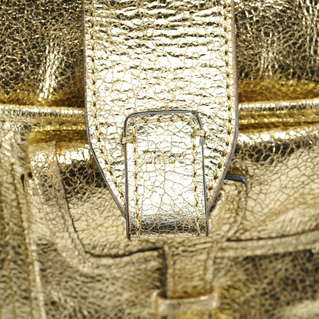 Gold Leather Elvire Tote Bag