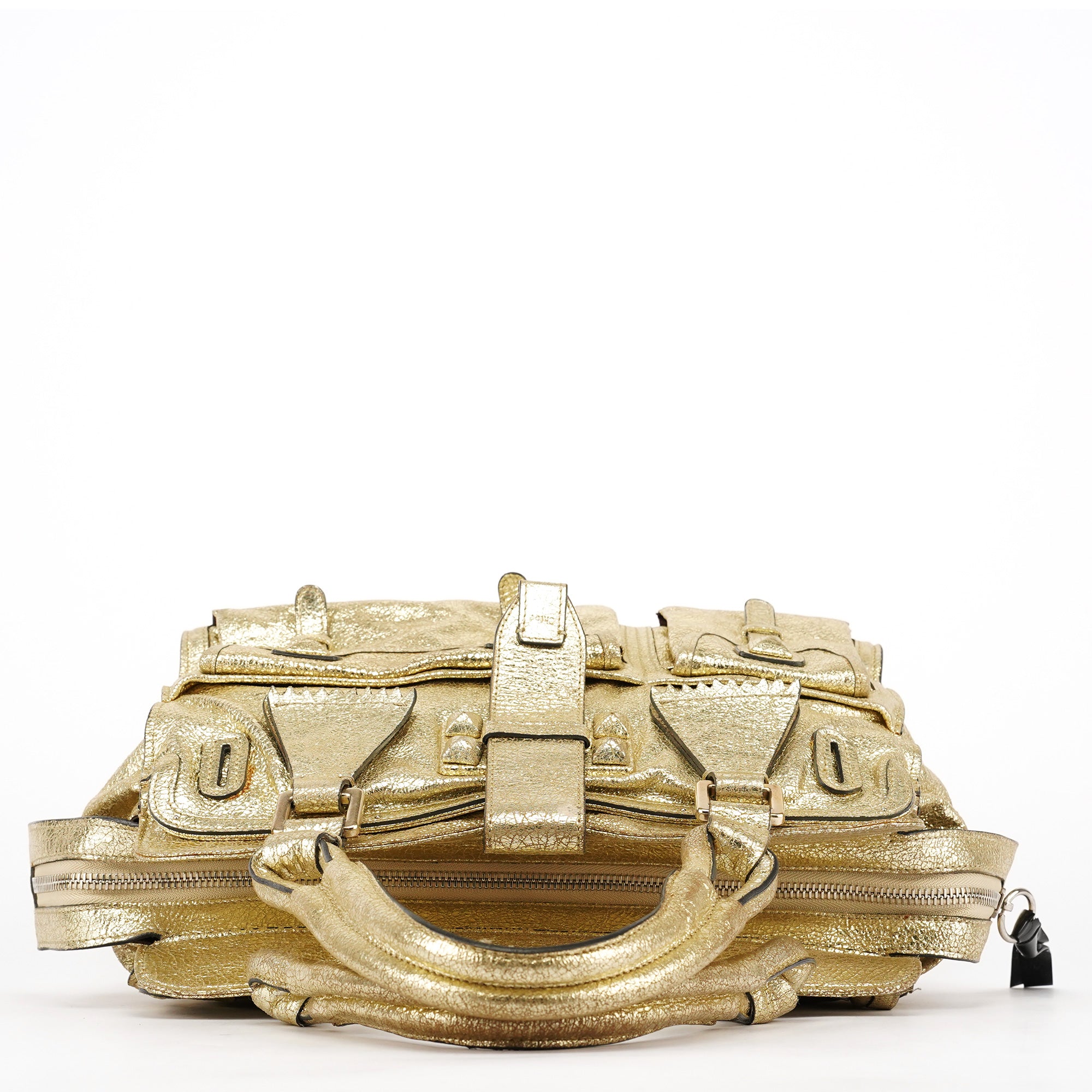 Gold Leather Elvire Tote Bag