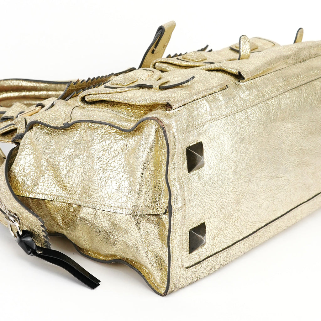 Gold Leather Elvire Tote Bag