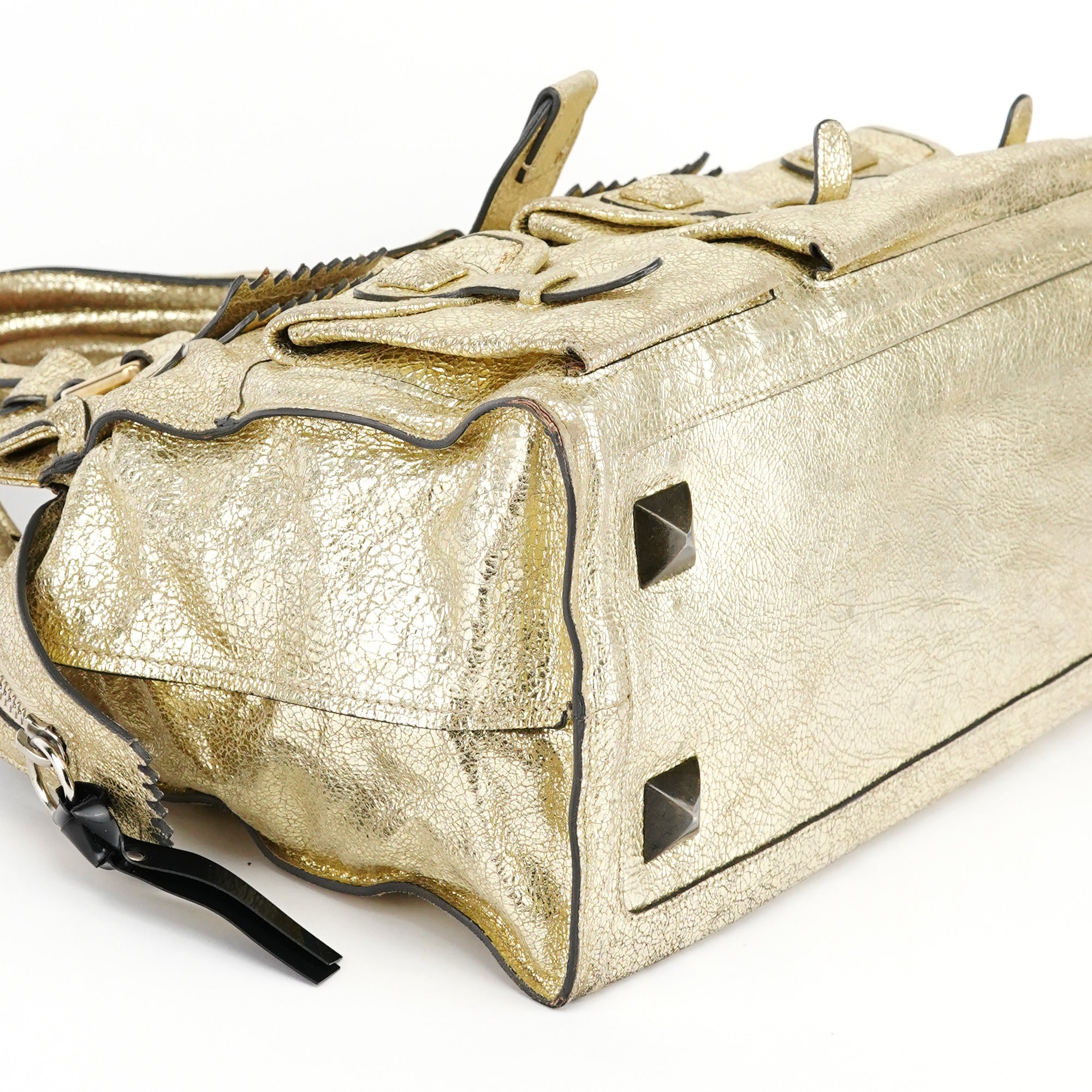 Gold Leather Elvire Tote Bag