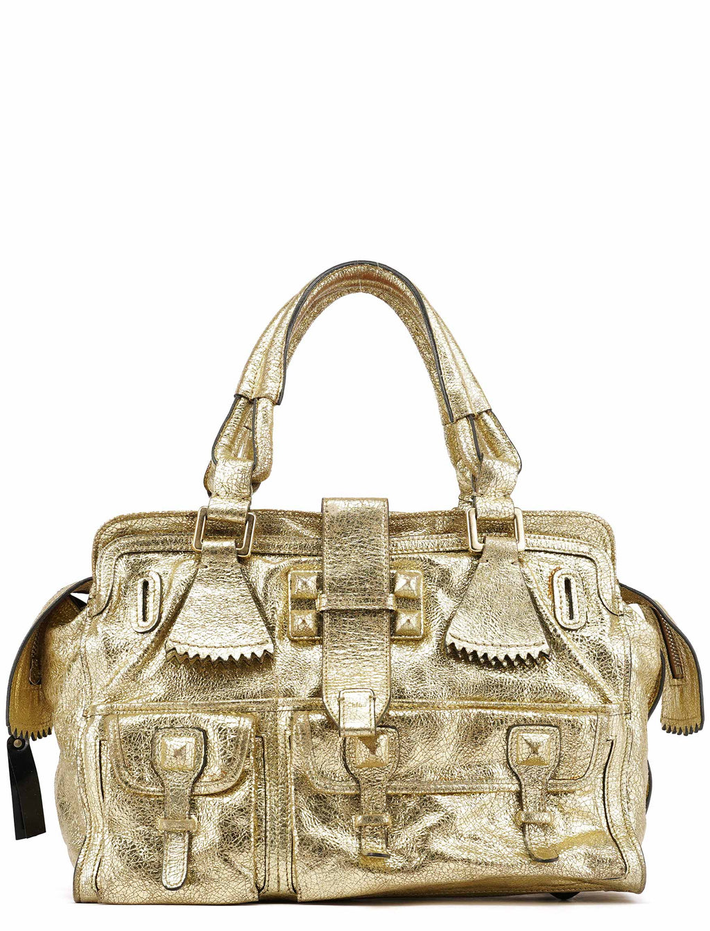 Gold Leather Elvire Tote Bag