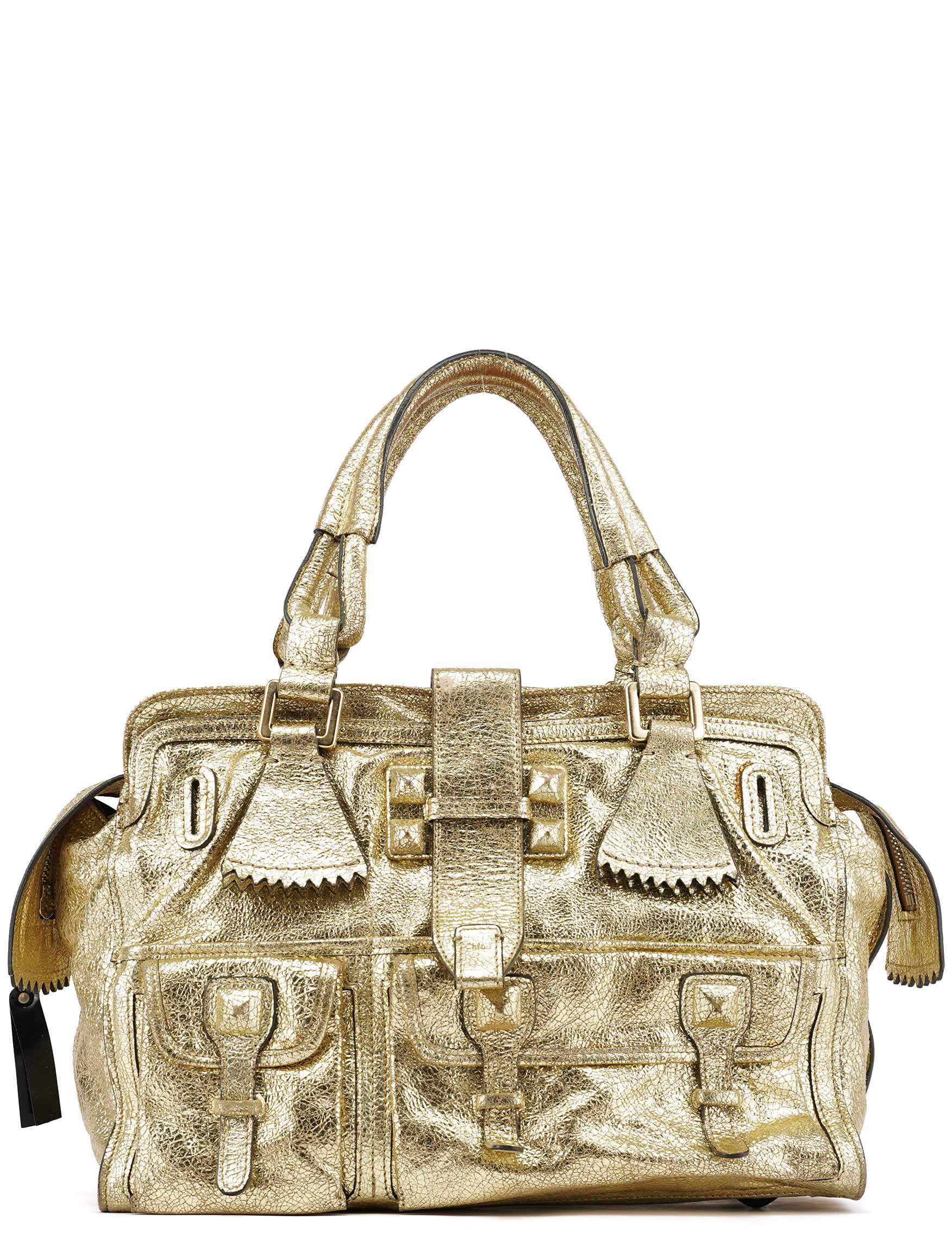 Gold Leather Elvire Tote Bag