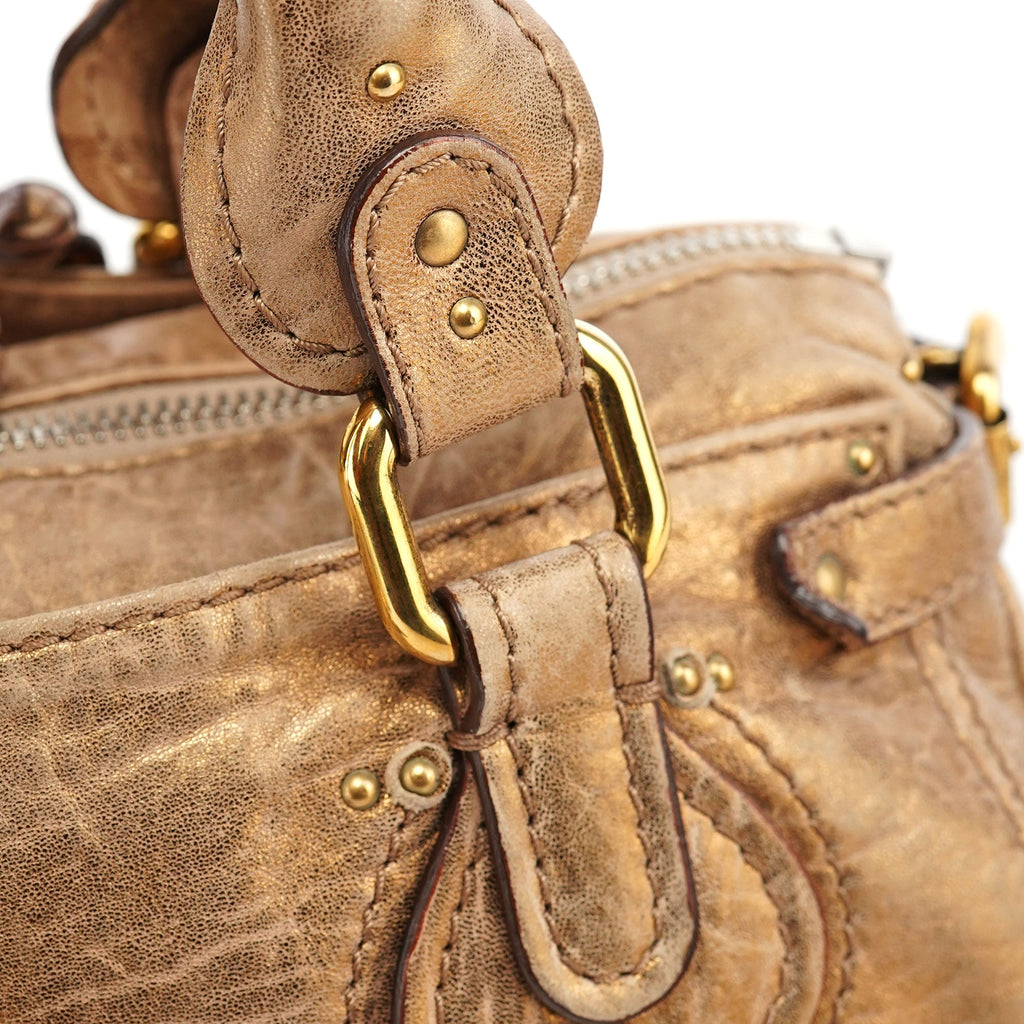 Gold Leather Paddington Shoulder Bag