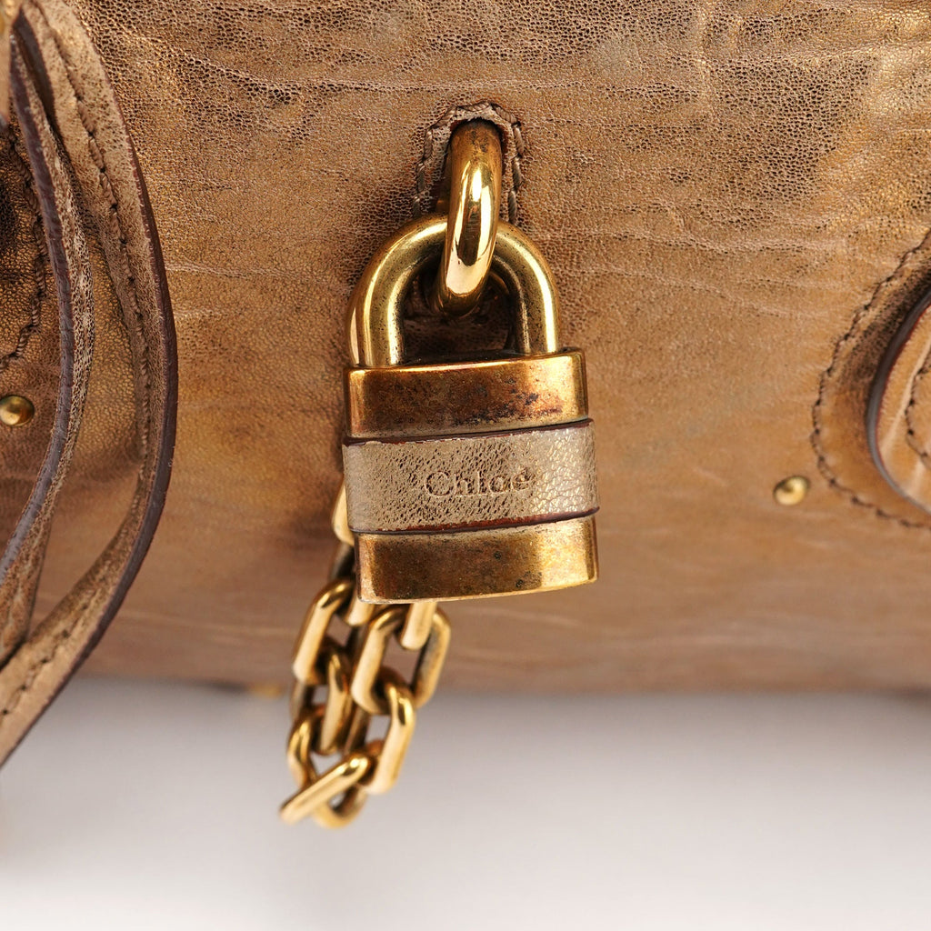Gold Leather Paddington Shoulder Bag