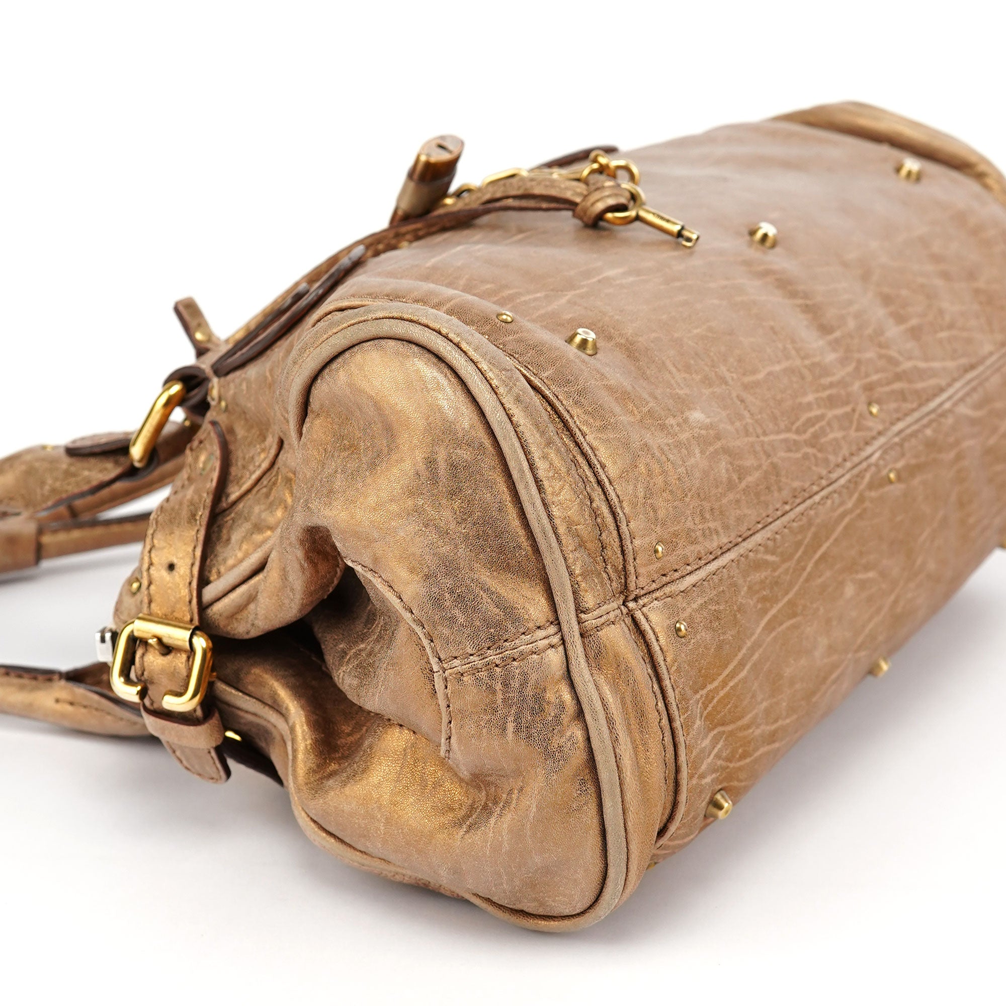 Gold Leather Paddington Shoulder Bag