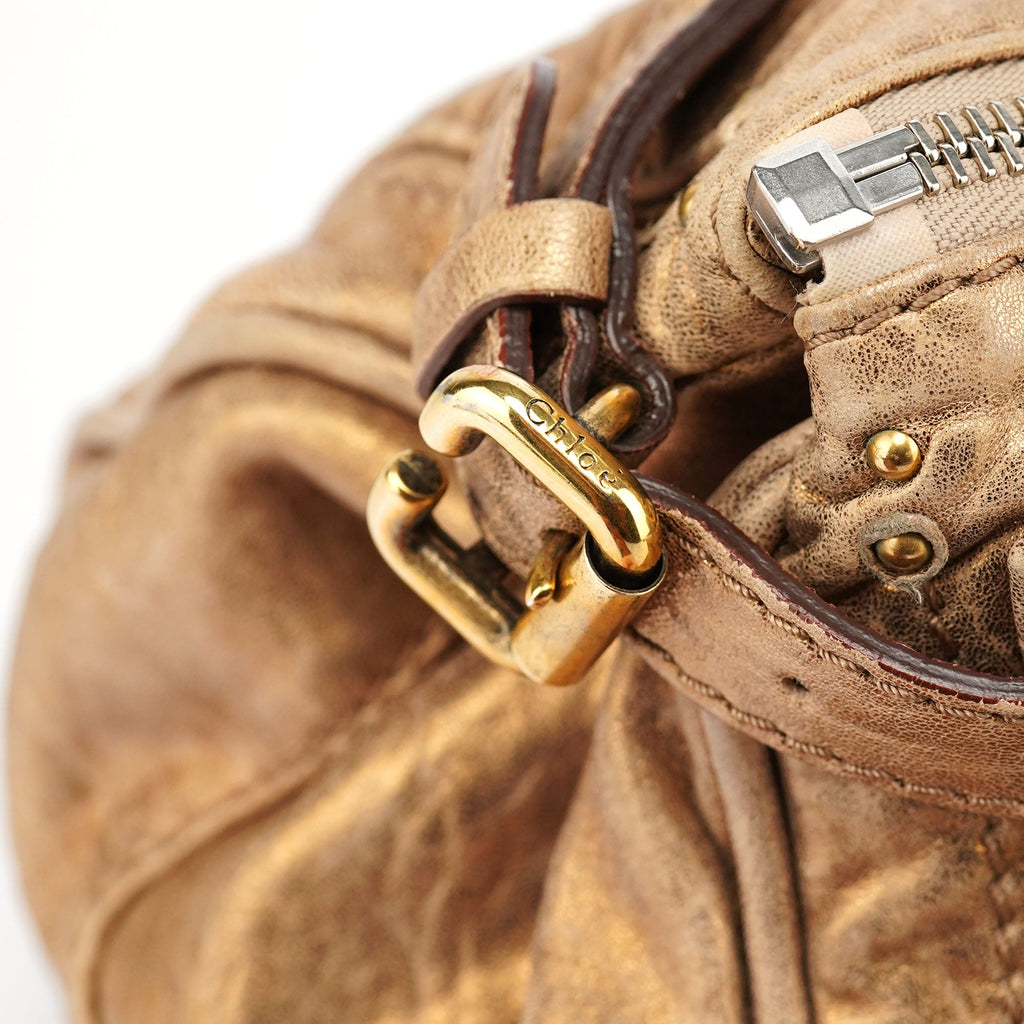 Gold Leather Paddington Shoulder Bag