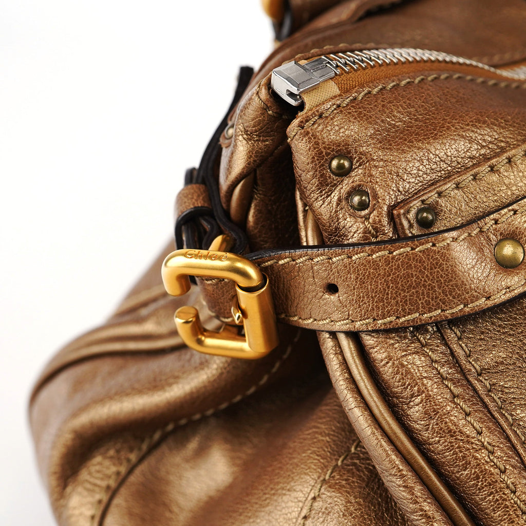 Gold Leather Paddington Shoulder Bag