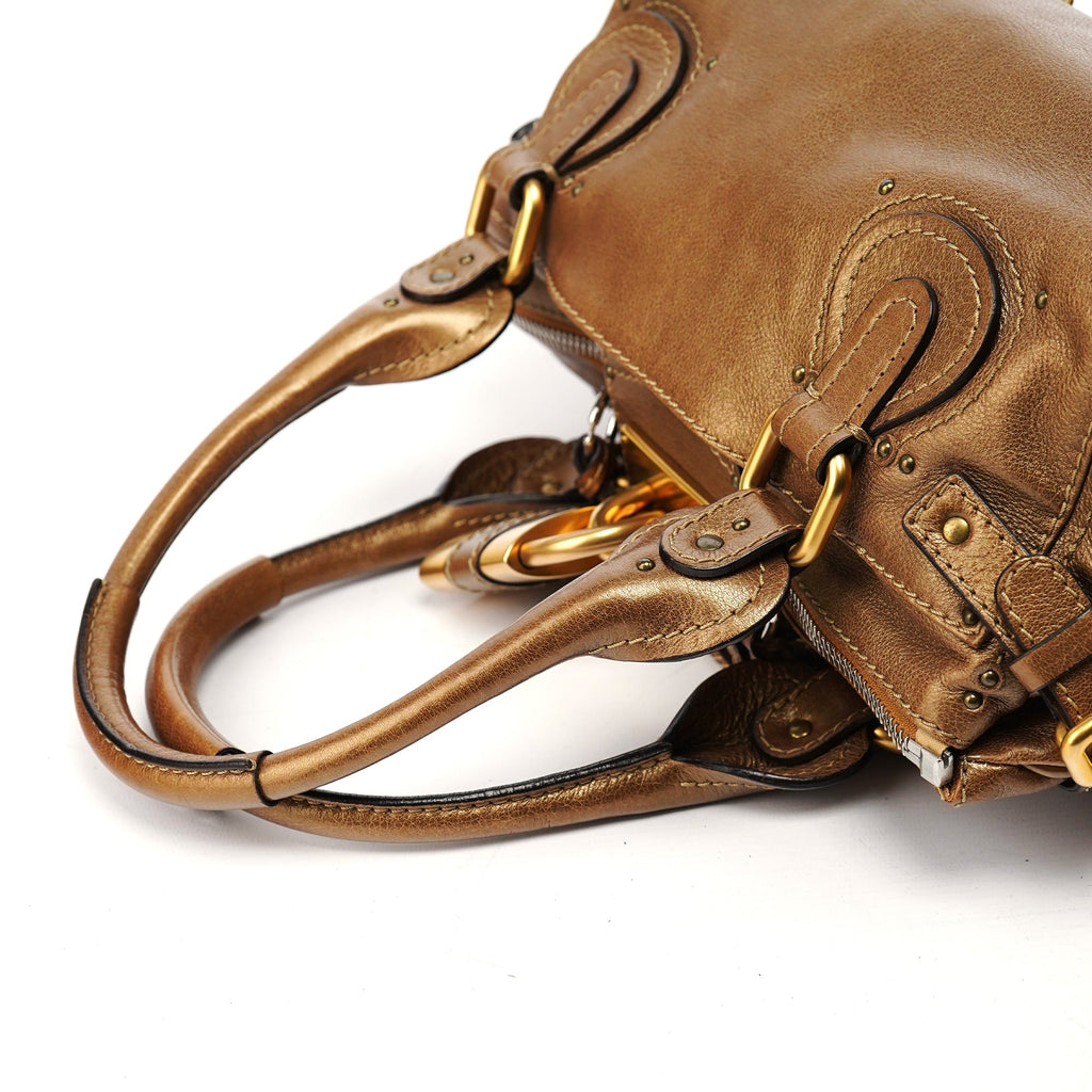 Gold Leather Paddington Shoulder Bag