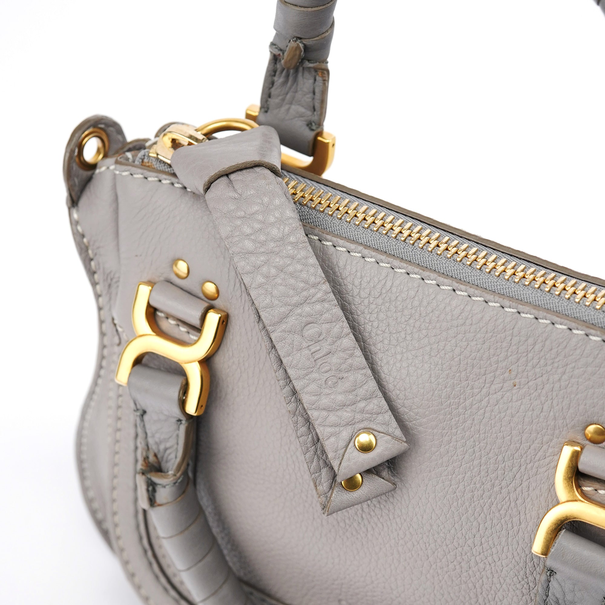 Gray Leather Mini Marcie 2-Way Bag