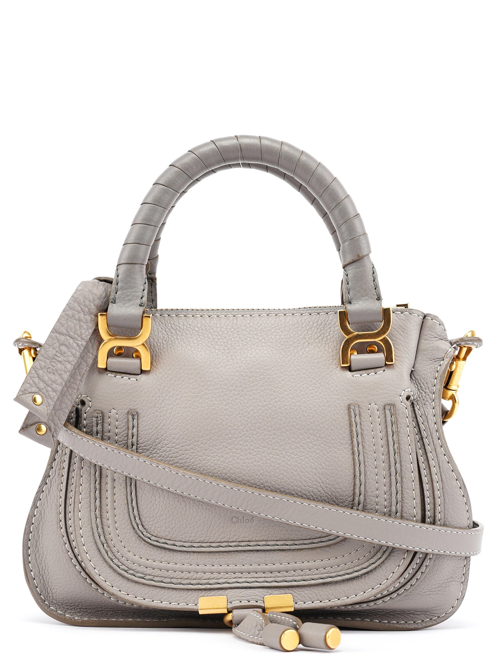 Gray Leather Mini Marcie 2-Way Bag