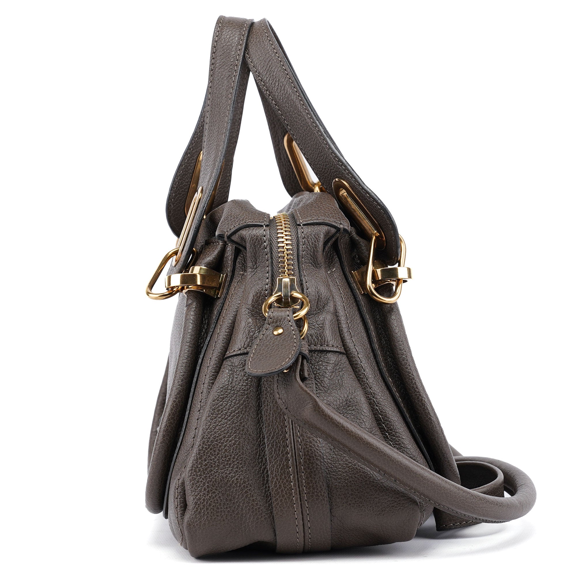 Gray Leather Paraty 2-Way Shoulder Bag