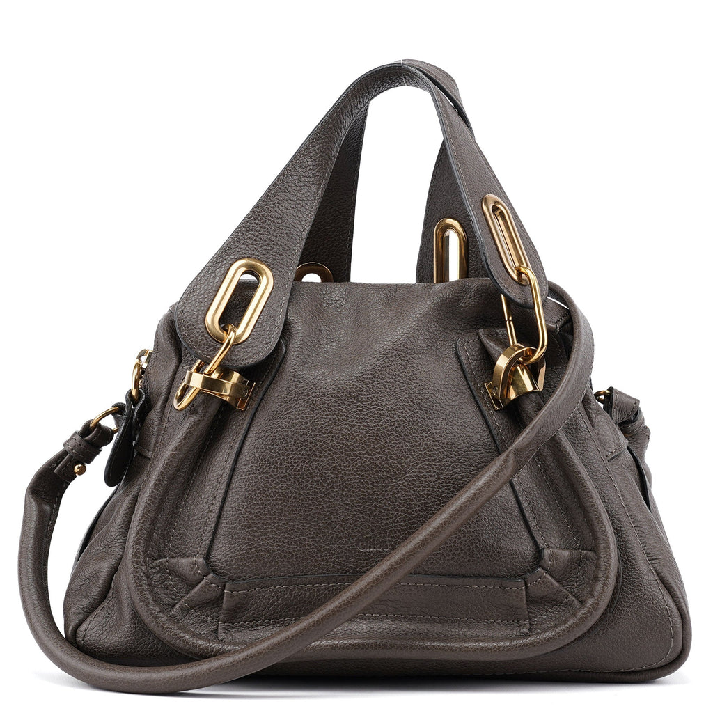 Gray Leather Paraty 2-Way Shoulder Bag