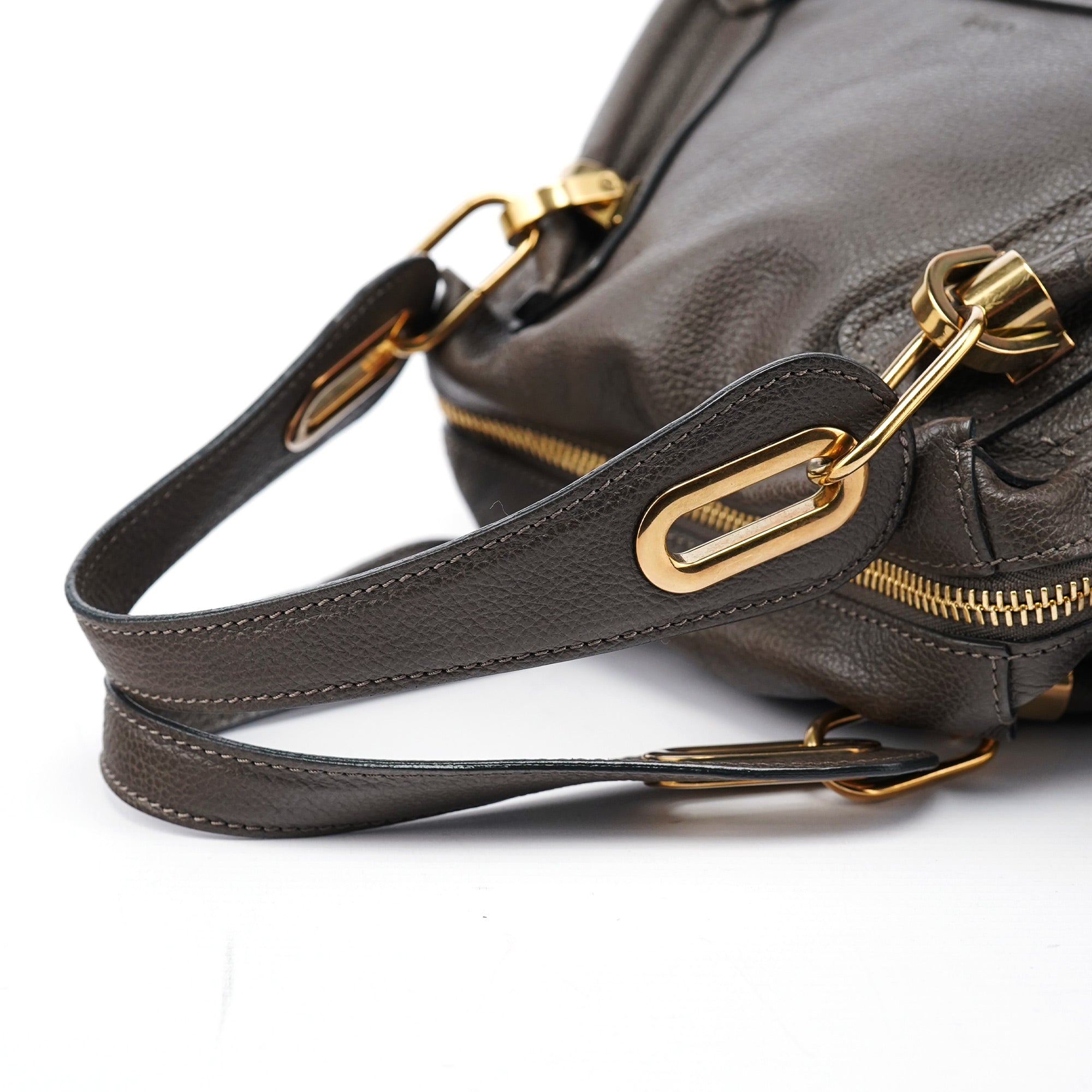 Gray Leather Paraty 2-Way Shoulder Bag