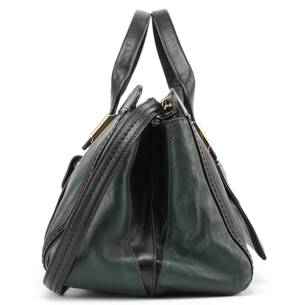 Green Lambskin 2-Way Tote Bag