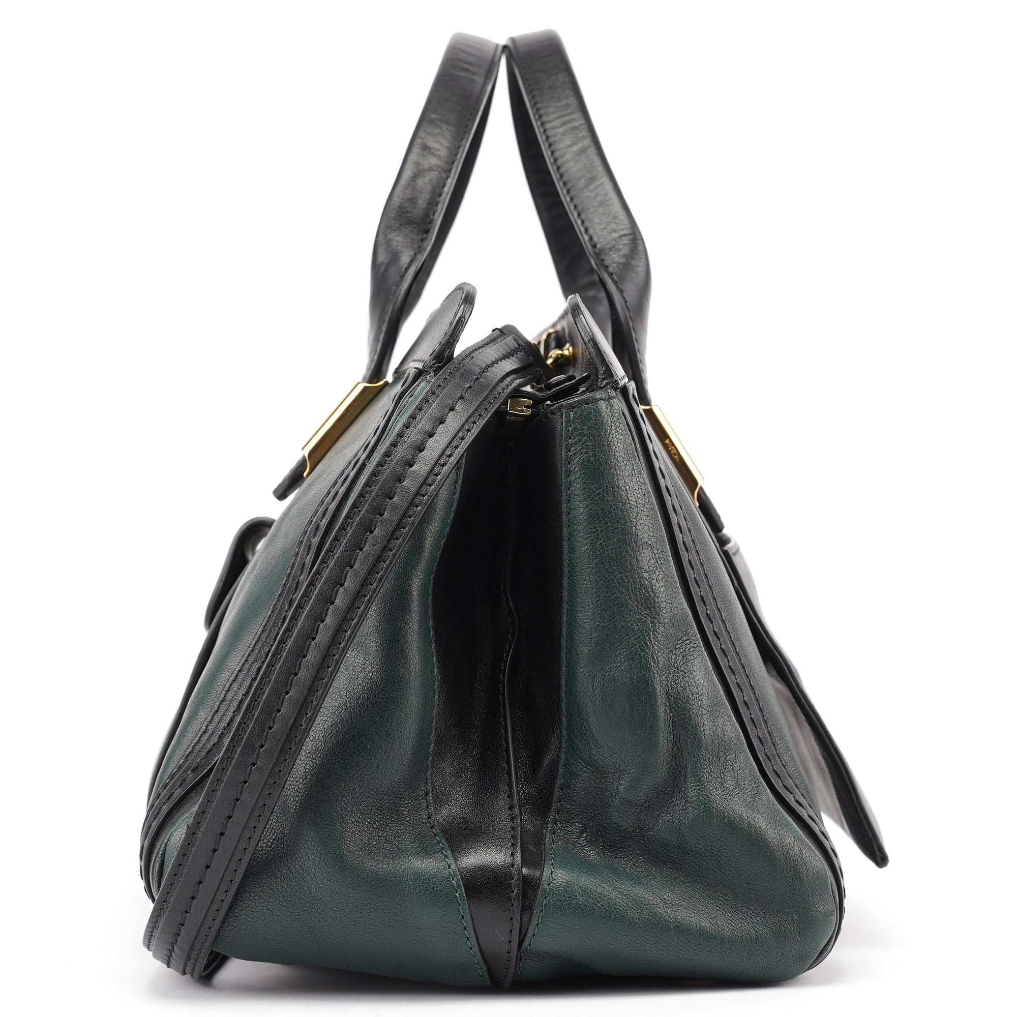 Green Lambskin 2-Way Tote Bag