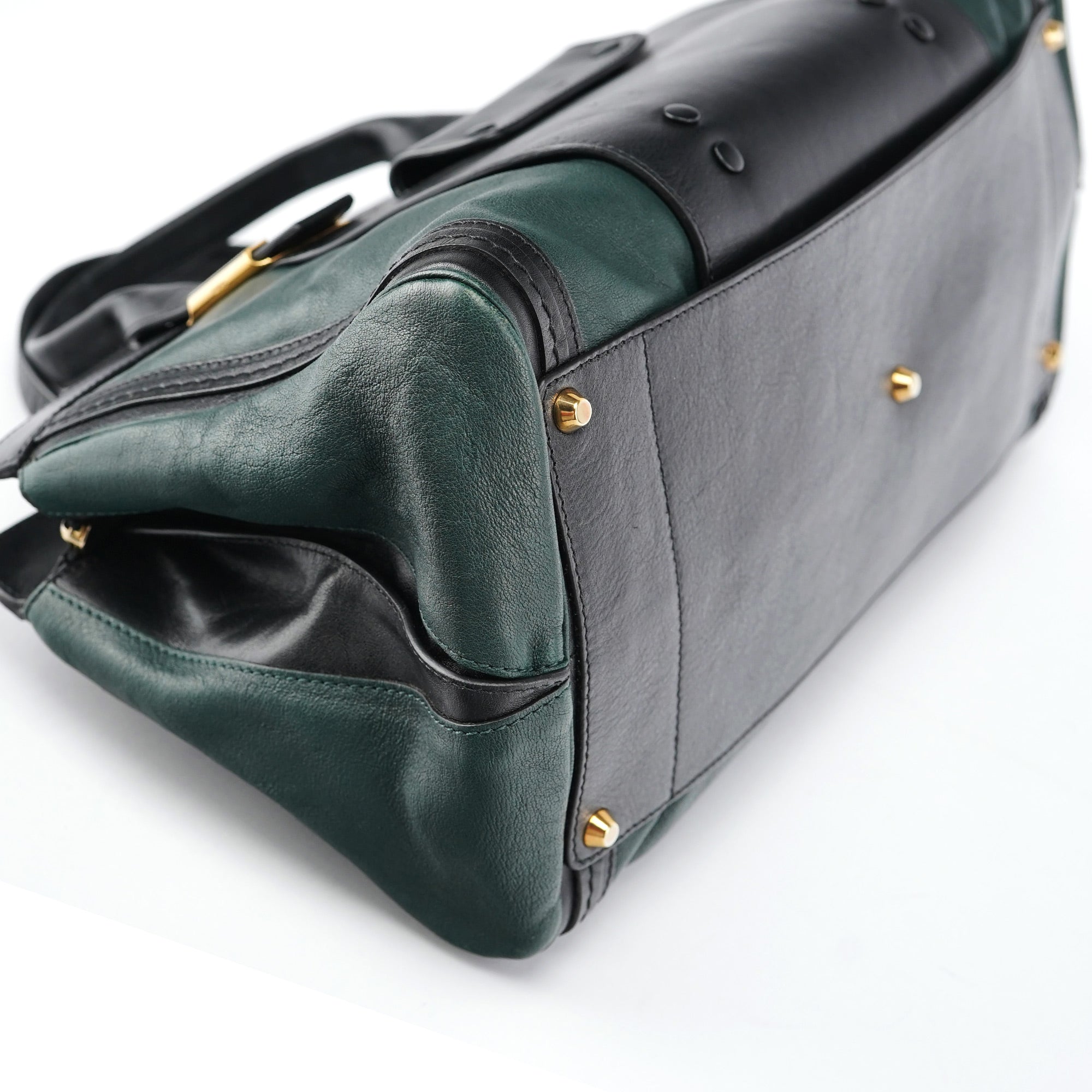 Green Lambskin 2-Way Tote Bag