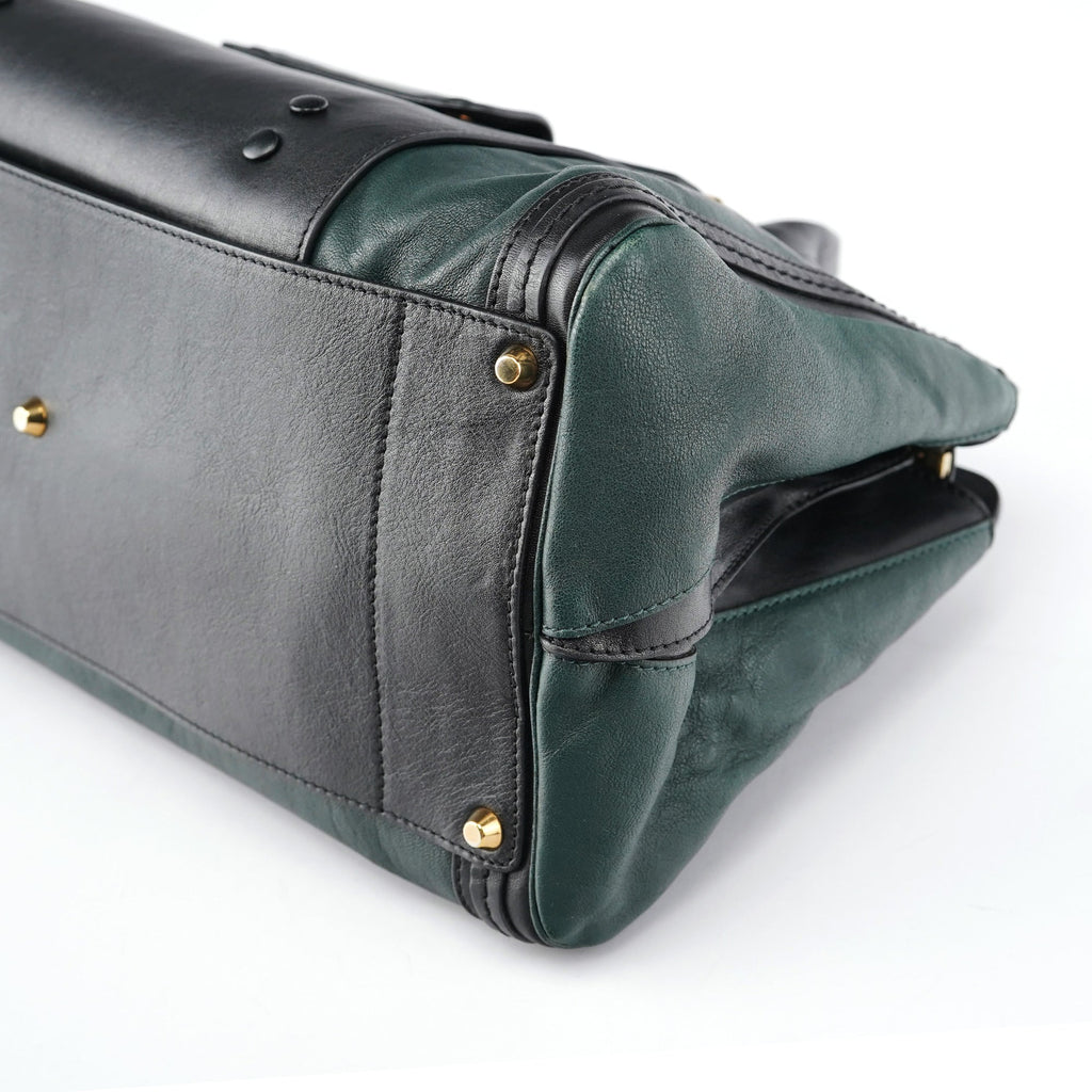 Green Lambskin 2-Way Tote Bag